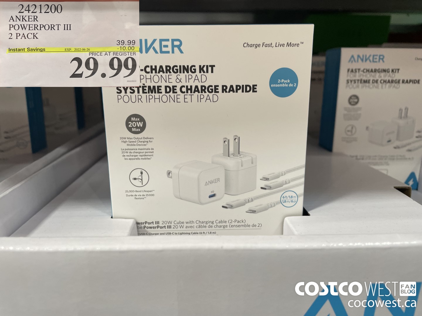 2421200 ANKER POWERPORT III 2 PACK ($10.00 INSTANT SAVINGS EXPIRES ON 2022-06-26) $29.99