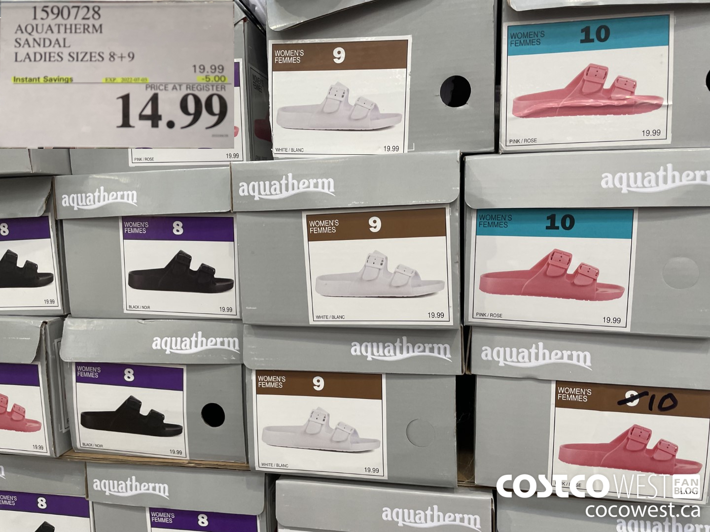 1590728 AQUATHERM SANDAL LADIES SIZES 8+9 ($5.00 INSTANT SAVINGS EXPIRES ON 2022-07-03) $14.99