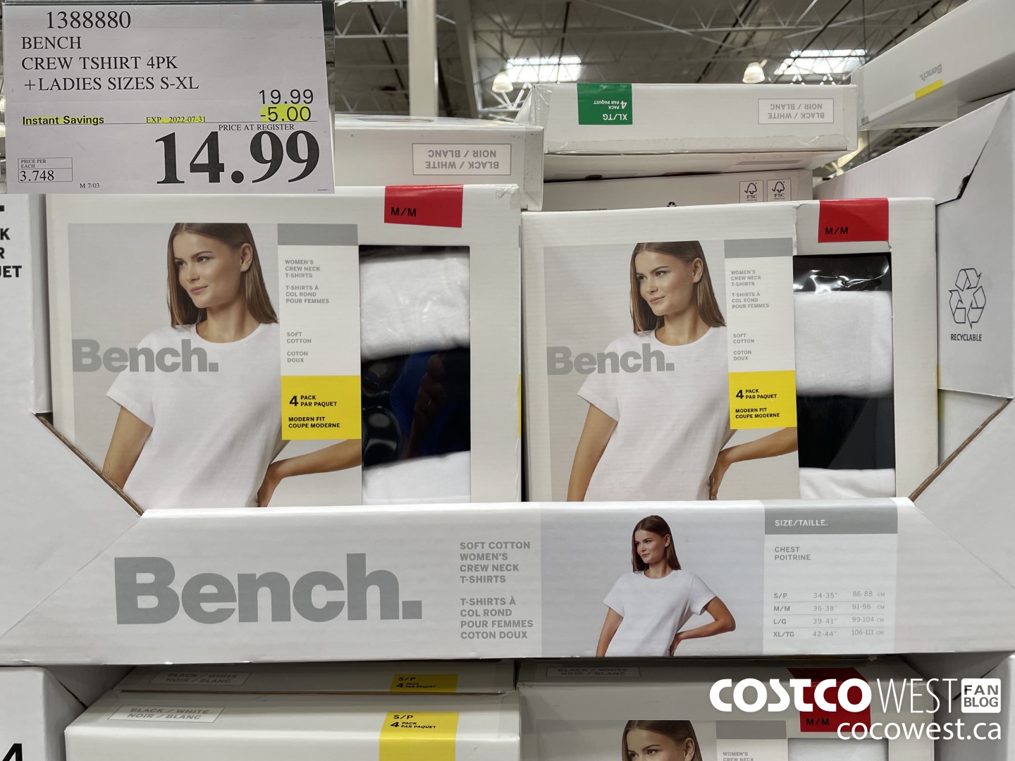 1388880 BENCH CREW TSHIRT 4PK LADIES SIZES S-XL ($5.00 INSTANT SAVINGS EXPIRES ON 2022-07-31) $14.99