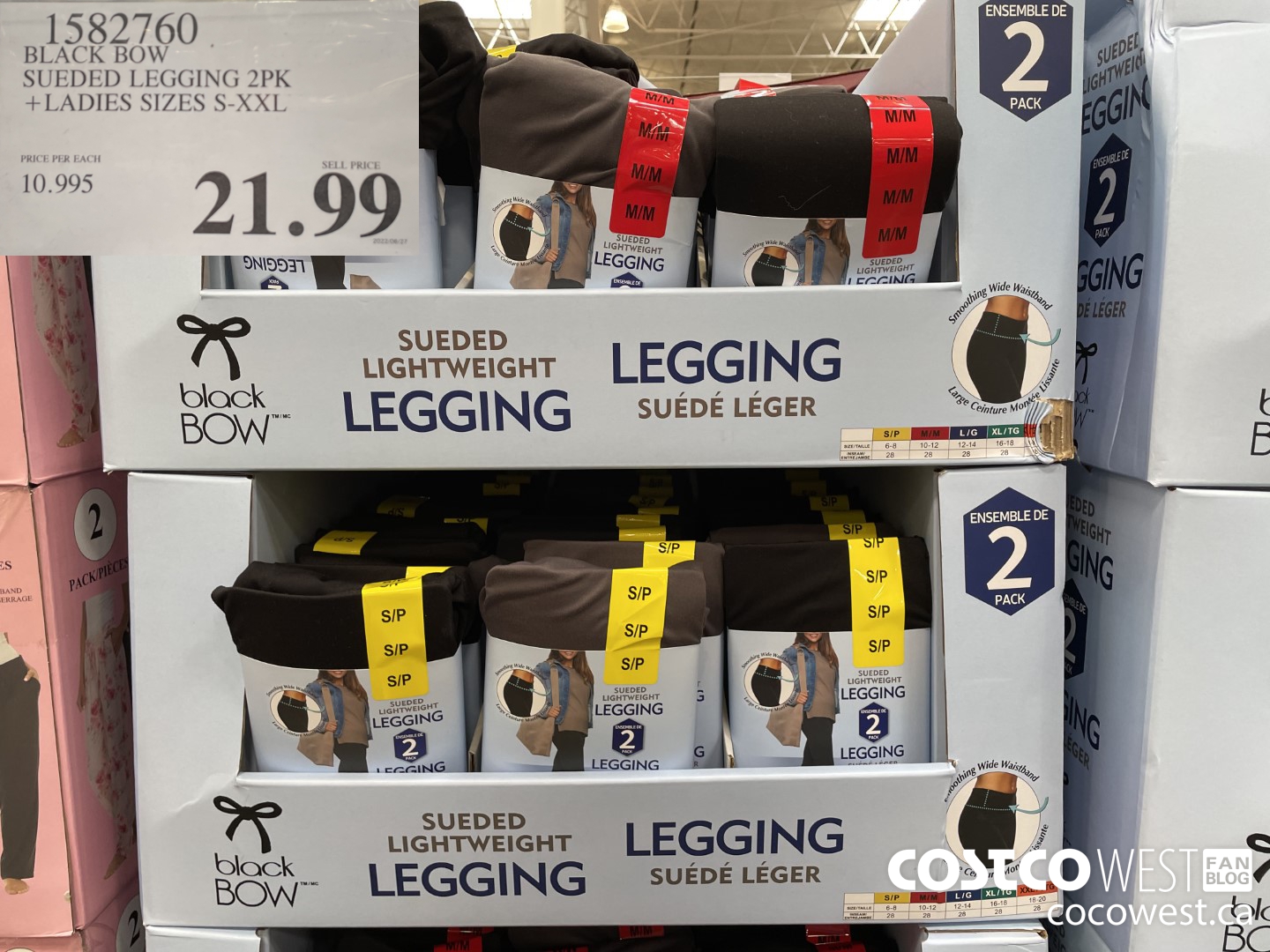 1582760 BLACK BOW SUEDED LEGGINGS 2PK LADIES SIZES S-XXL $21.99