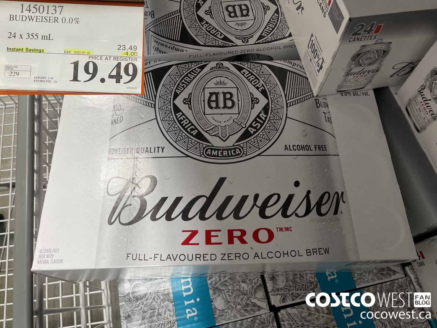 1450137 BUDWEISER 0.0% 24 x 355 mL ($4.00 INSTANT SAVINGS EXPIRES ON 2022-07-10) $19.49