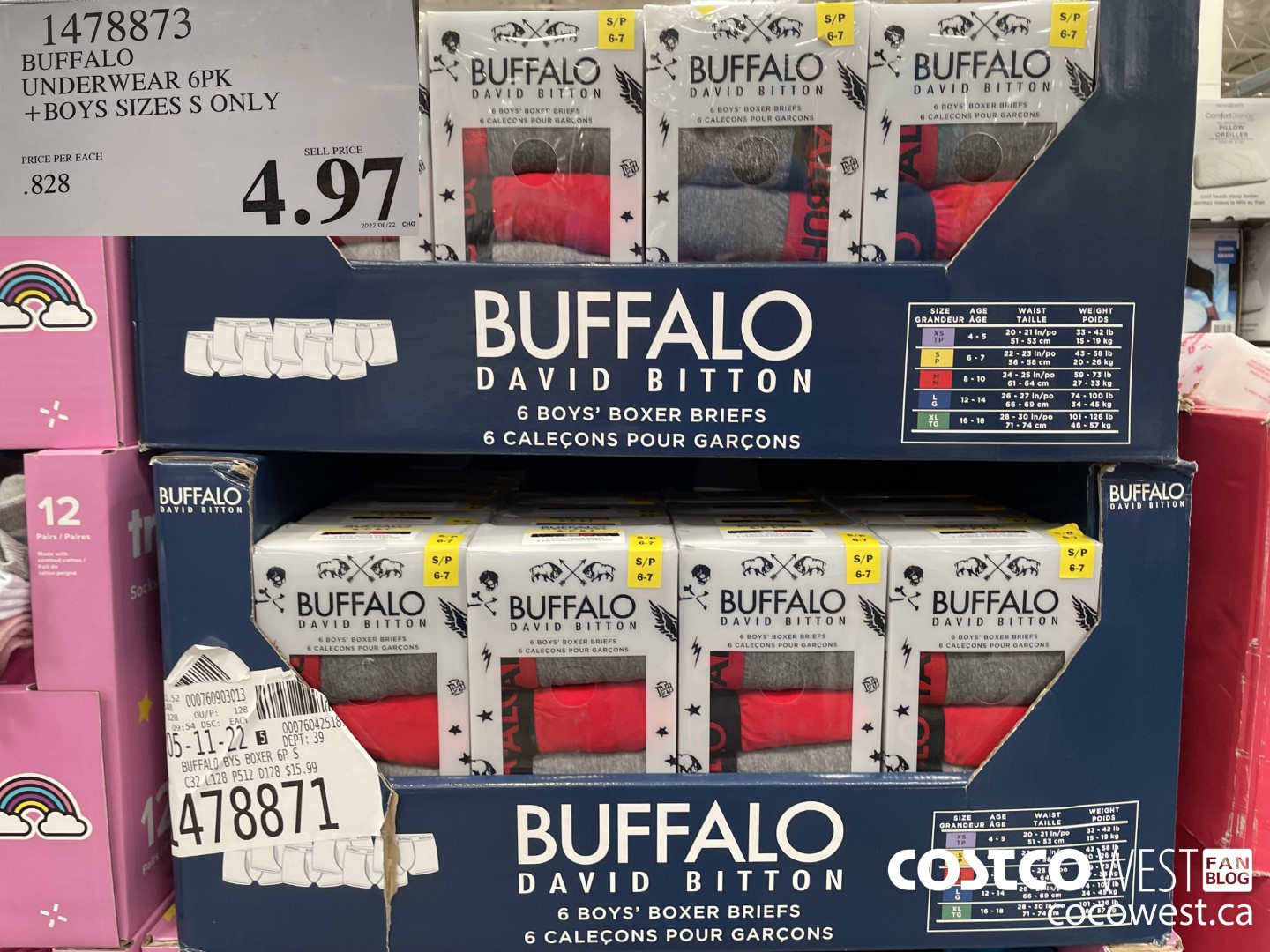 1478873 BUFFALO UNDERWEAR 6PK BOYS SIZES S ONLY $4.97