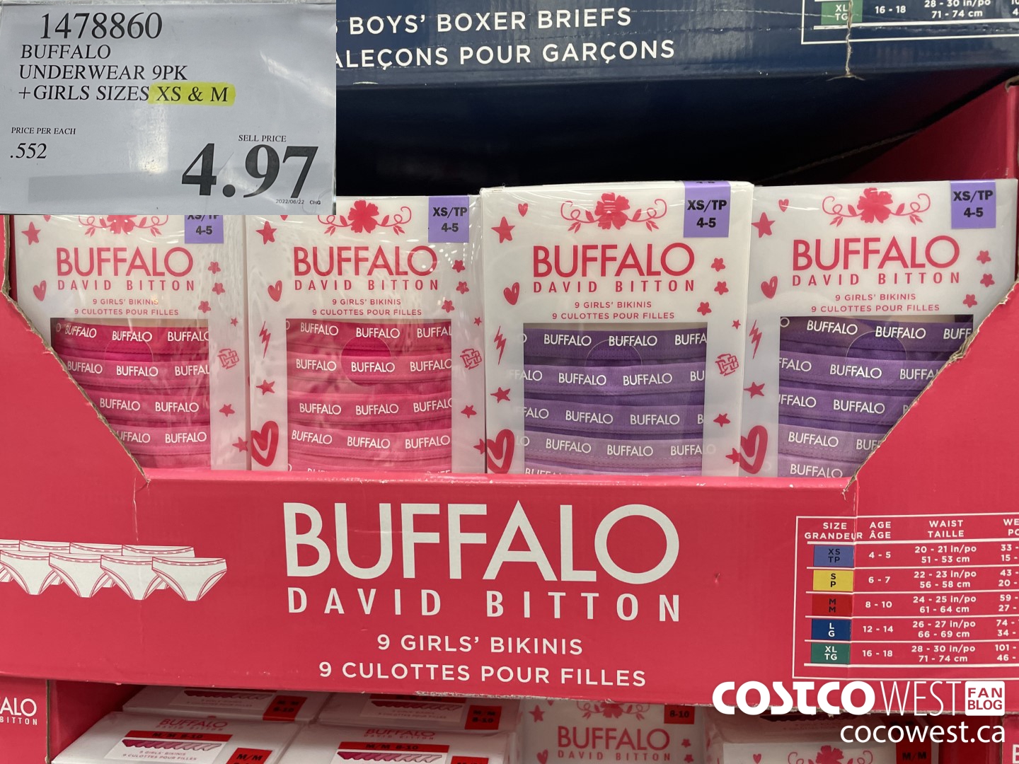 1478860 BUFFALO UNDERWEAR 9PK GIRLS SIZES XS-M $4.97