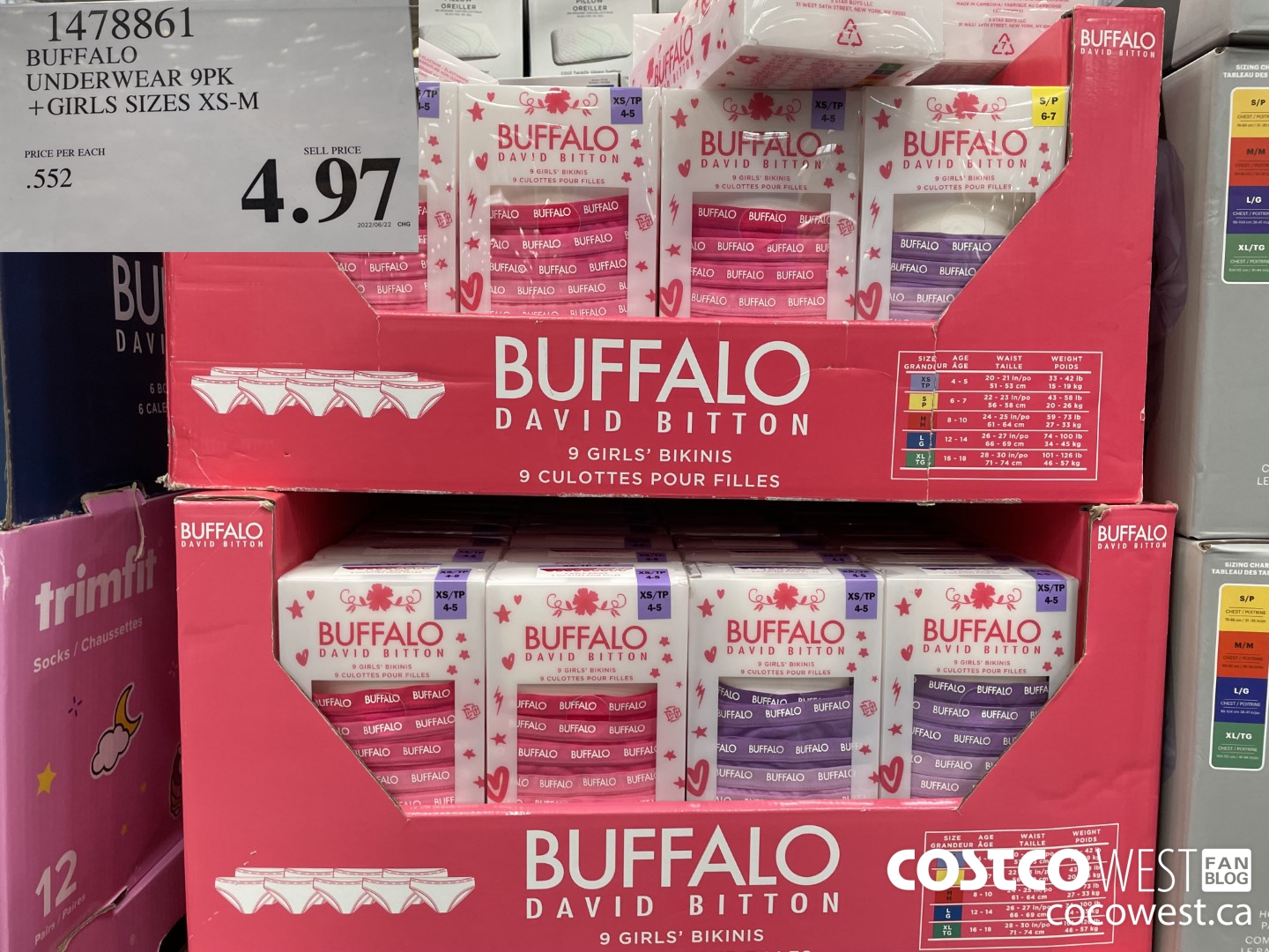 1478861 BUFFALO UNDERWEAR 9PK GIRLS SIZES XS-M $4.97