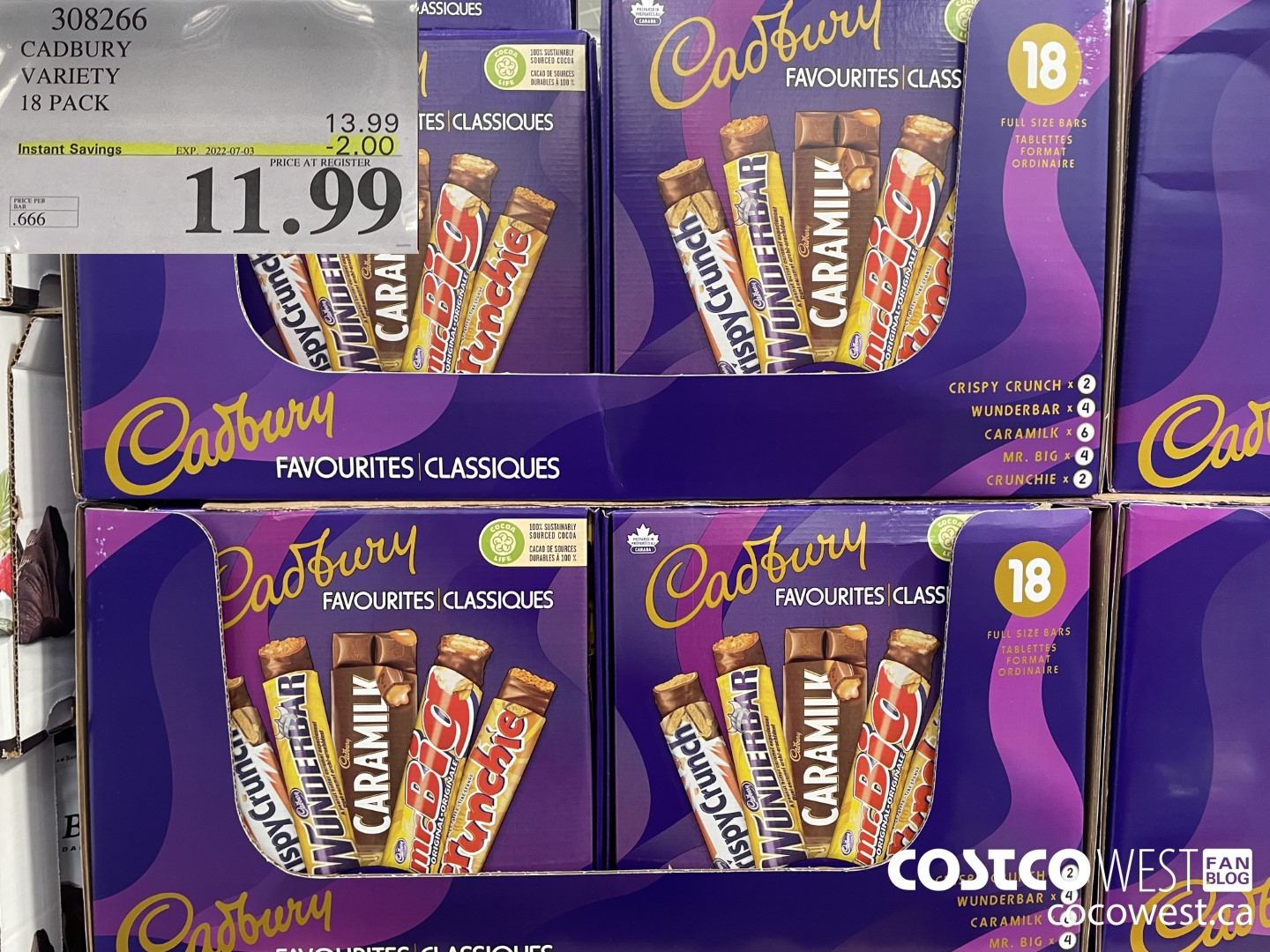 308266 CADBURY VARIETY 18 PACK ($2.00 INSTANT SAVINGS EXPIRES ON 2022-07-03) $11.99