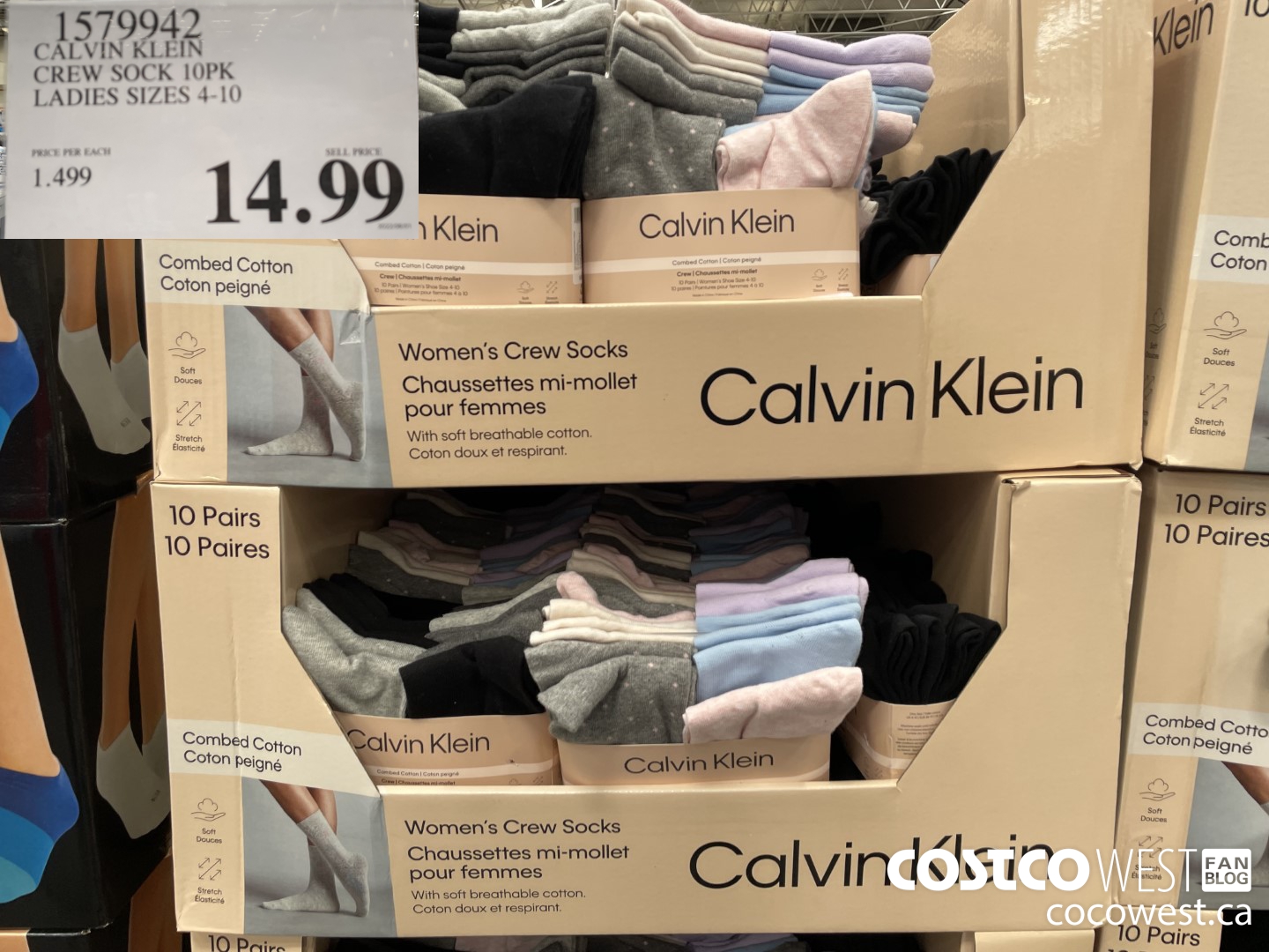 1579942 CALVIN KLEIN CREW SOCK 10PK LADIES SIZES 4-10 $14.99