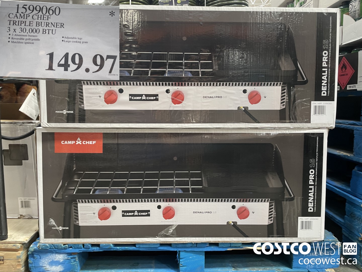 1599060 CAMP CHEF TRIPLE BURNER 3 x 30,000 BTU $149.97