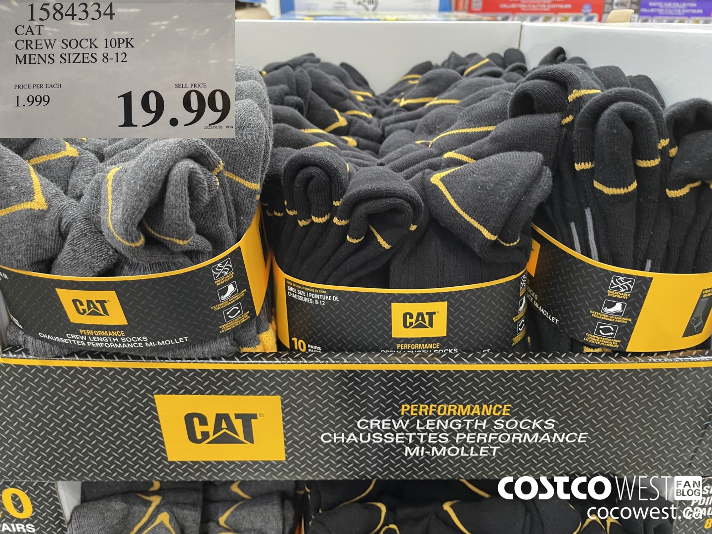 1584334 CAT CREW SOCK 10PK MENS SIZES 8-12 $19.99