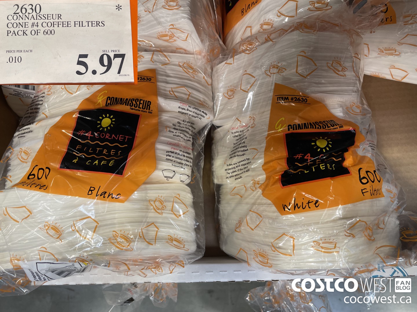 2630 CONNAISSEUR CONE #4 COFFEE FILTERS PACK OF 600 $5.97