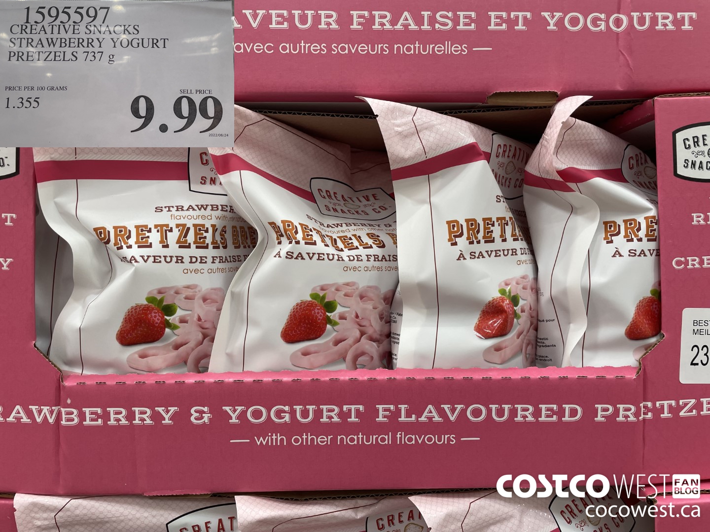 1595597 CREATIVE SNACKS STRAWBERRY YOGURT PRETZELS 737 G $9.99