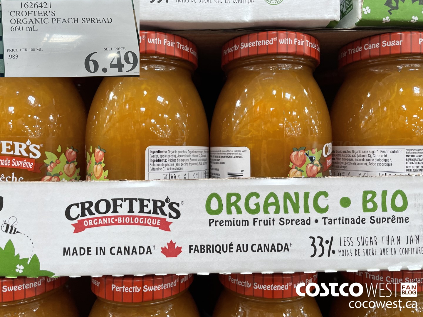 1626421 CROFTER'S ORGANIC PEACH SPREAD 660 ML $6.49