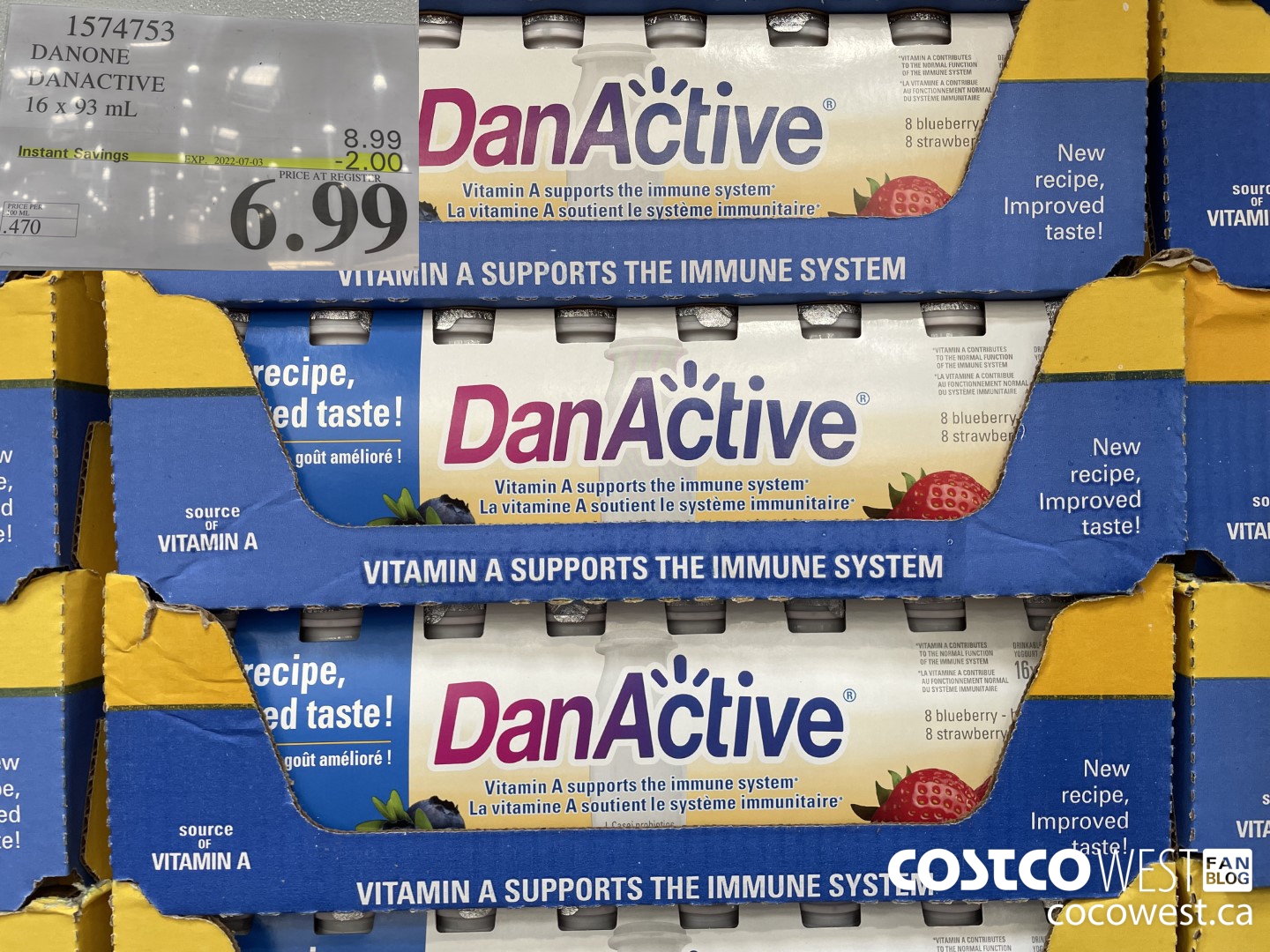 1574753 DANONE DANACTIVE 16 x 93 mL ($2.00 INSTANT SAVINGS EXPIRES ON 2022-07-03) $6.99
