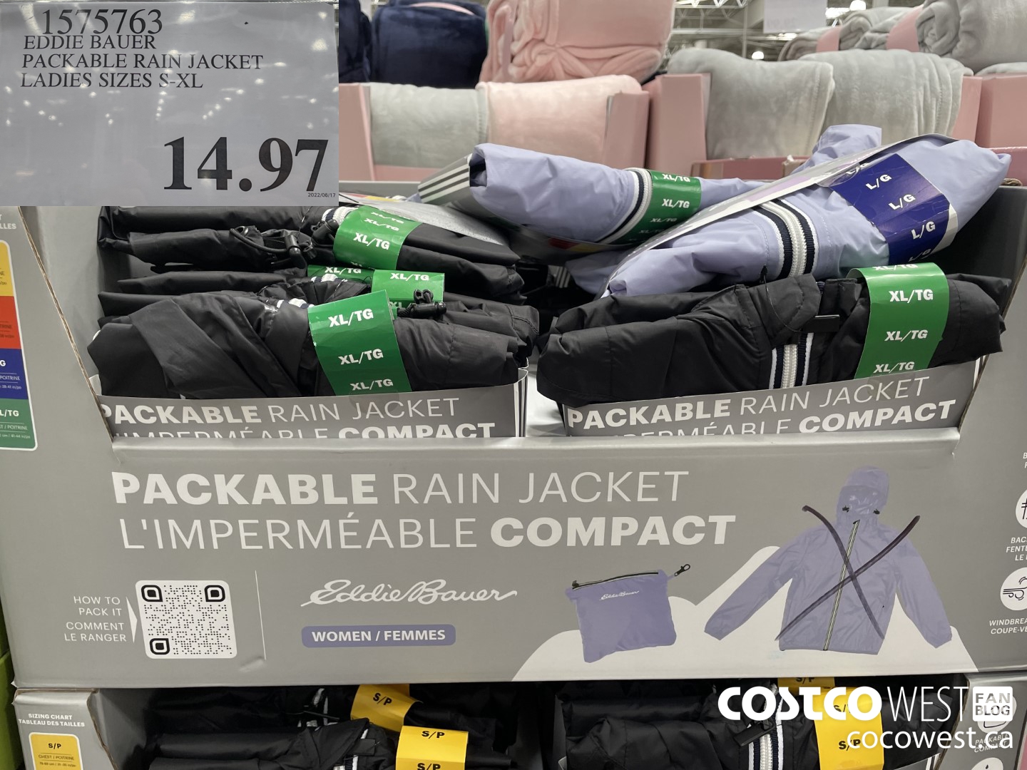 1575763 EDDIE BAUER PACKABLE RAIN JACKET LADIES SIZES S-XL $14.97