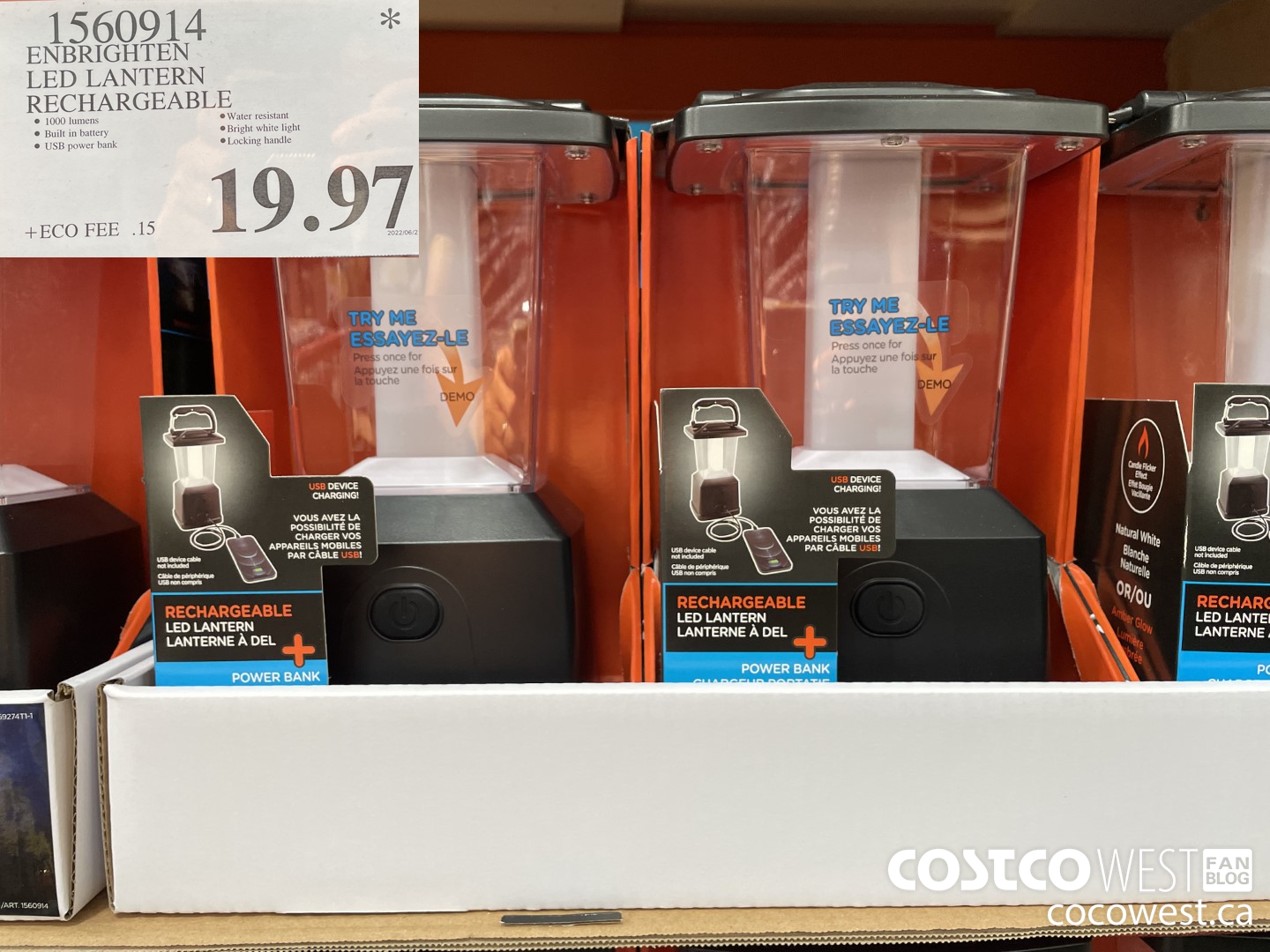 1560914 ENBRIGHTEN LED LANTERN RECHARGEABLE $19.97