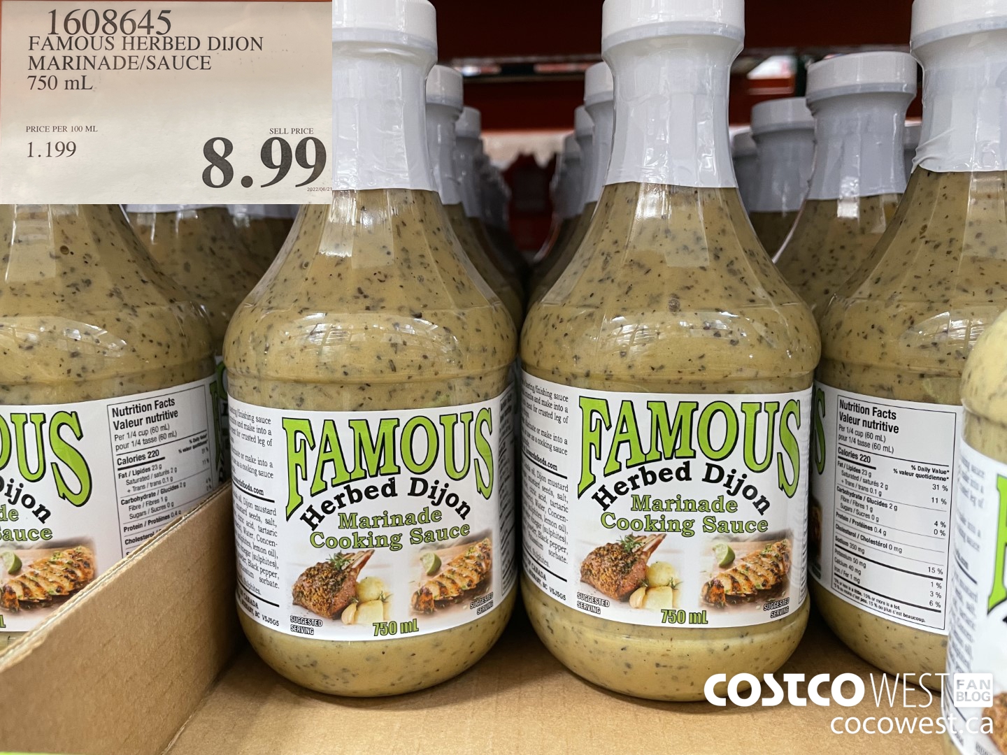 1608645 FAMOUS HERBED DIJON MARINADE/SAUCE 750 ML $8.99