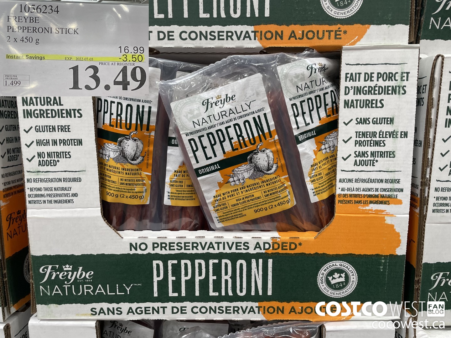 1056234 FREYBE PEPPERONI STICK x 450g ($3.50 INSTANT SAVINGS EXPIRES ON 2022-07-03) $13.49