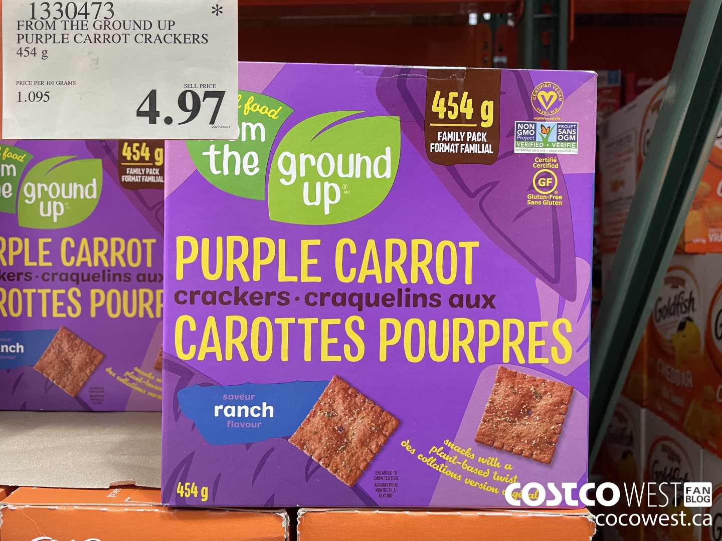 1330473 FROM THE GROUND UP PURPLE CARROT CRACKERS 454 g $4.97