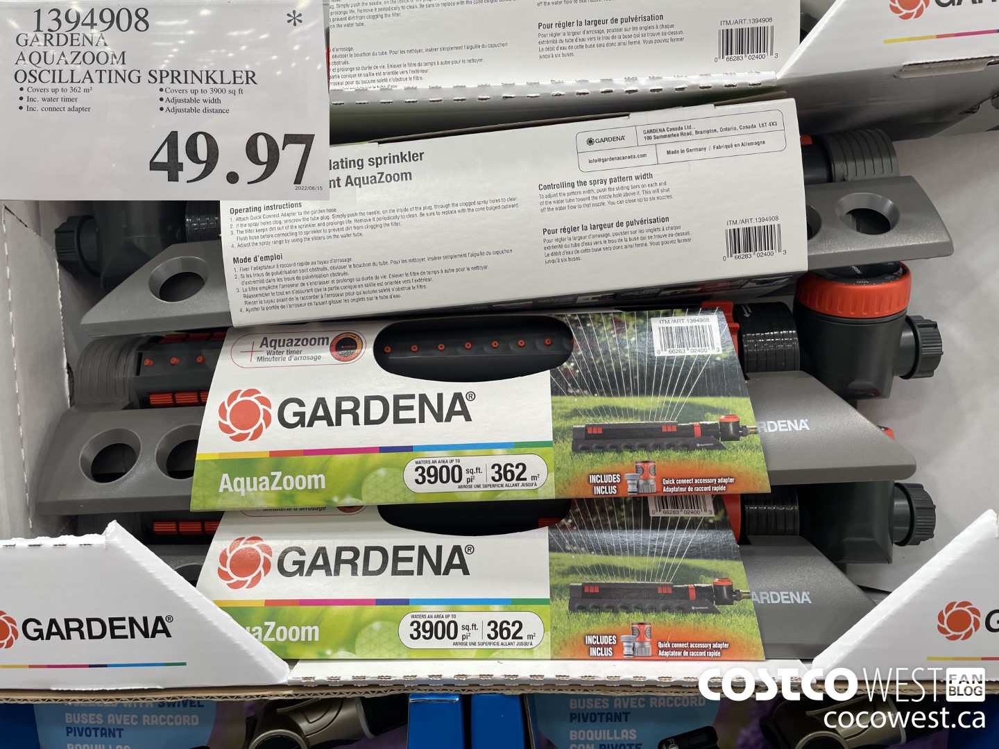 1394908 GARDENA AQUAZOOM OSCILLATING SPRINKLER $49.97