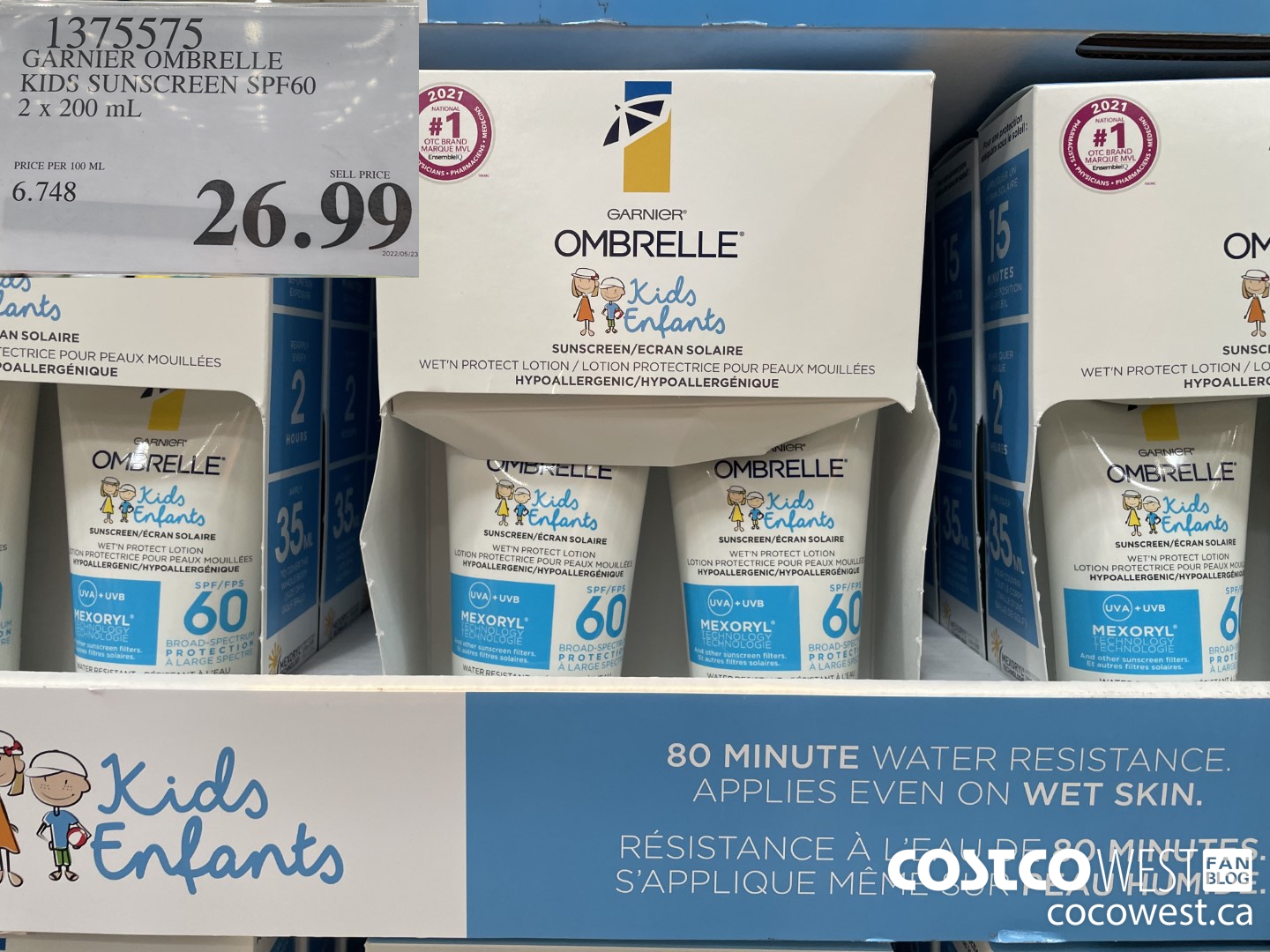 1375575 GARNIER OMBRELLE KIDS SUNSCREEN SPF60 2 x 200 mL $26.99