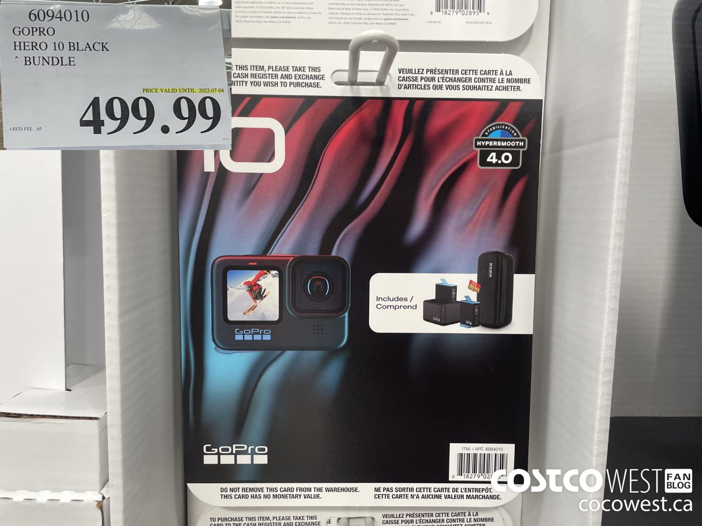 6094010 GOPRO HERO 10 BLACK BUNDLE (EXPIRES ON 2022-07-04) $499.99