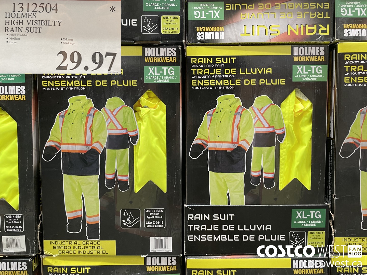 1312504 HOLMES HIGH VISIBILITY RAIN SUIT $29.97