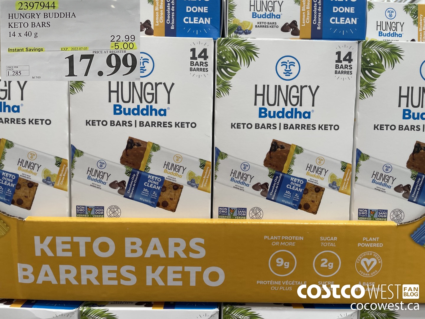 2397944 HUNGRY BUDDHA KETO BARS 14 X 40 G ($5.00 INSTANT SAVINGS EXPIRES ON 2022-07-03) $17.99