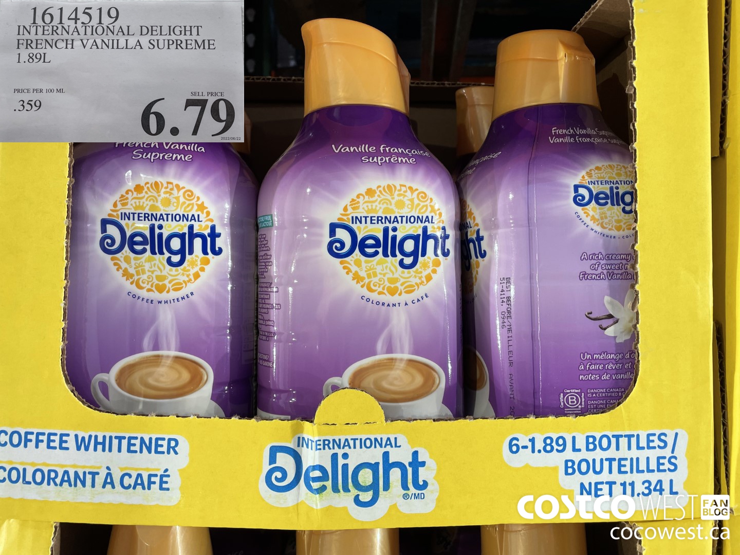 1614519 INTERNATIONAL DELIGHT FRENCH VANILLA SUPREME 1.89L $6.79