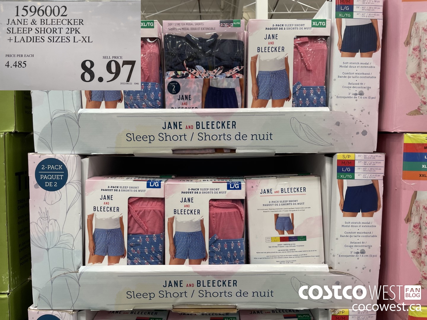 1596002 JANE & BLEECKER SLEEP SHORT 2PK LADIES SIZES L-XL $8.97