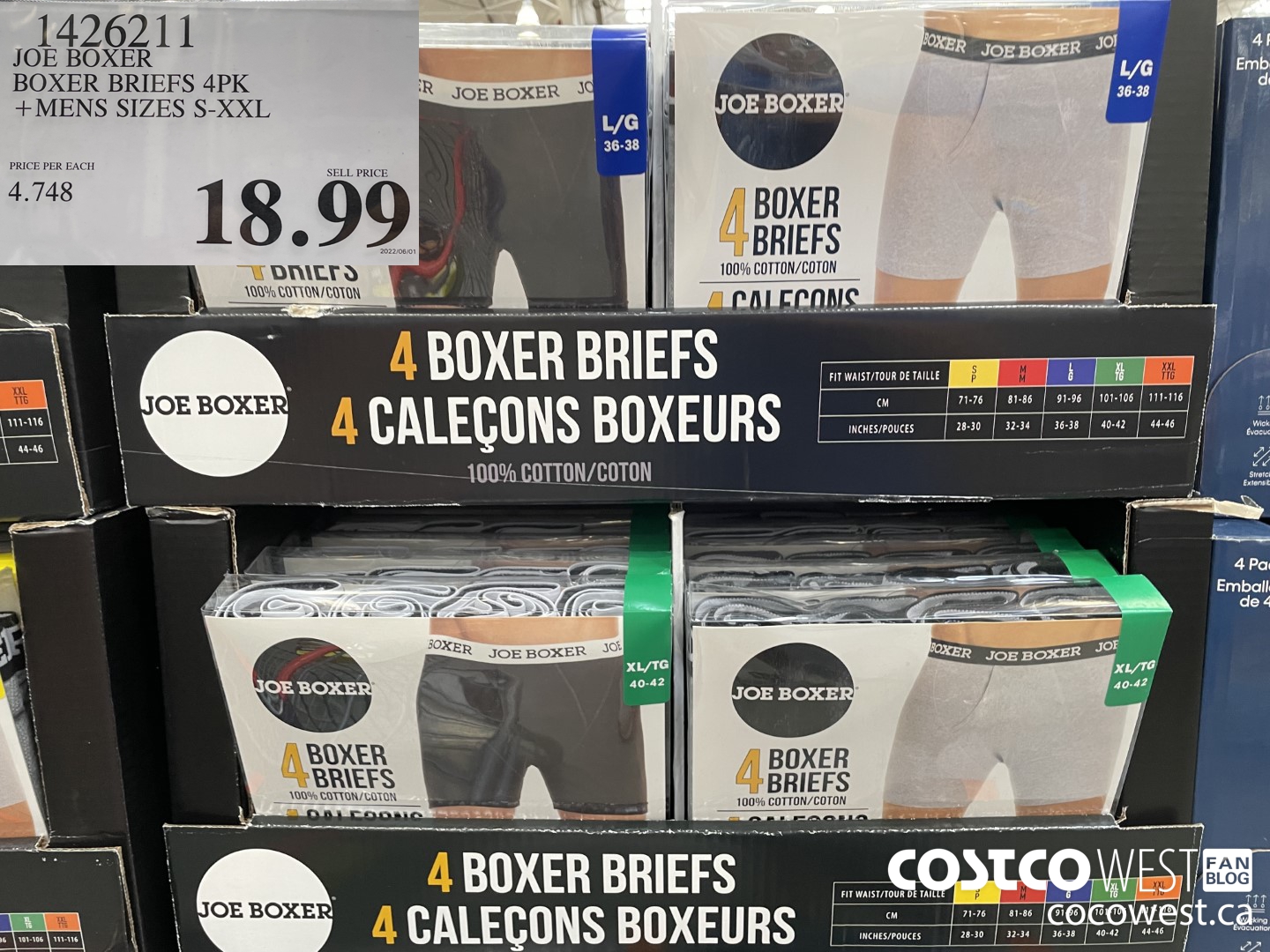 1426211 JOE BOXER BOXER BRIEFS 4PK MENS SIZES S-XXL $18.99