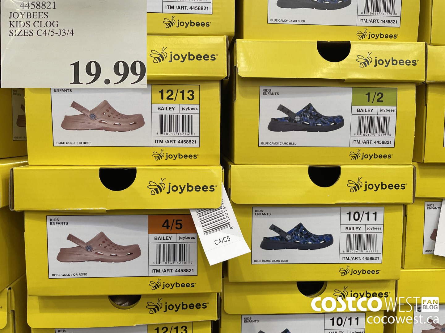 4458821 JOYBEES KIDS CLOG SIZES C4/5-J3/4 $19.99