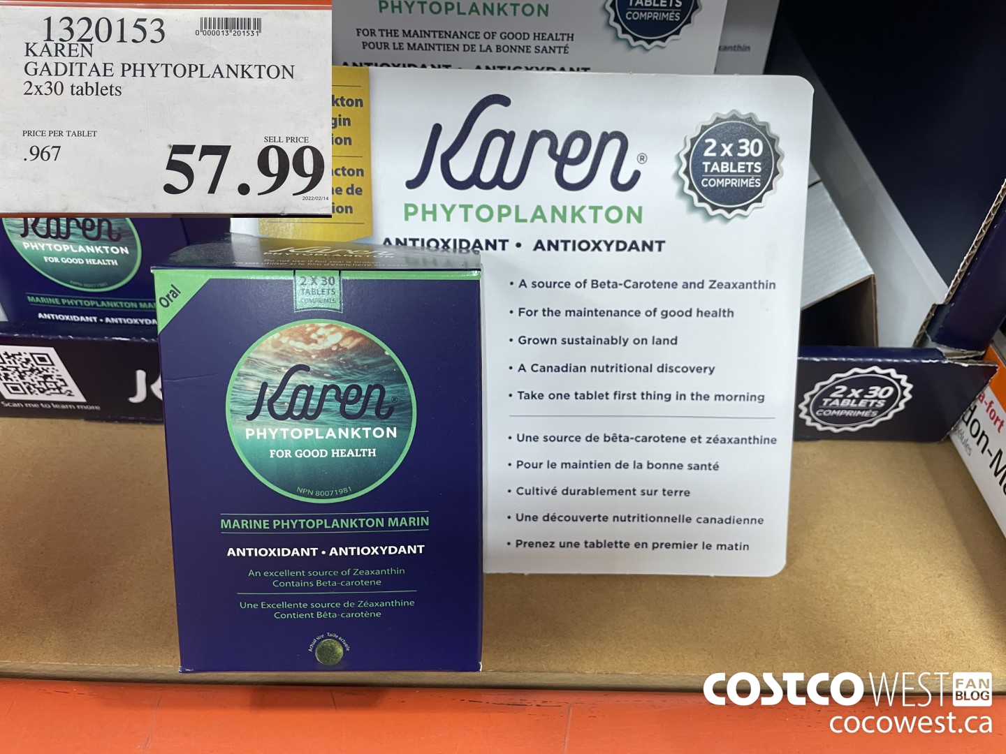 1320153 KAREN GADITAE PHYTOPLANKTON 2x30 tablets  $57.99