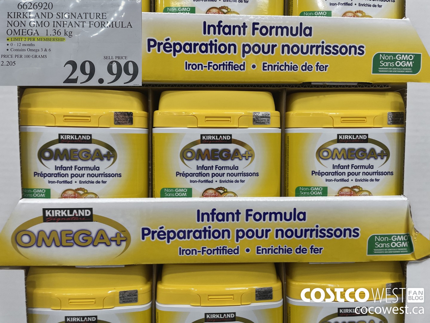 6626920 KIRKLAND SIGNATURE NON GMO INFANT FORMULA OMEGA 1.36 kg $29.99