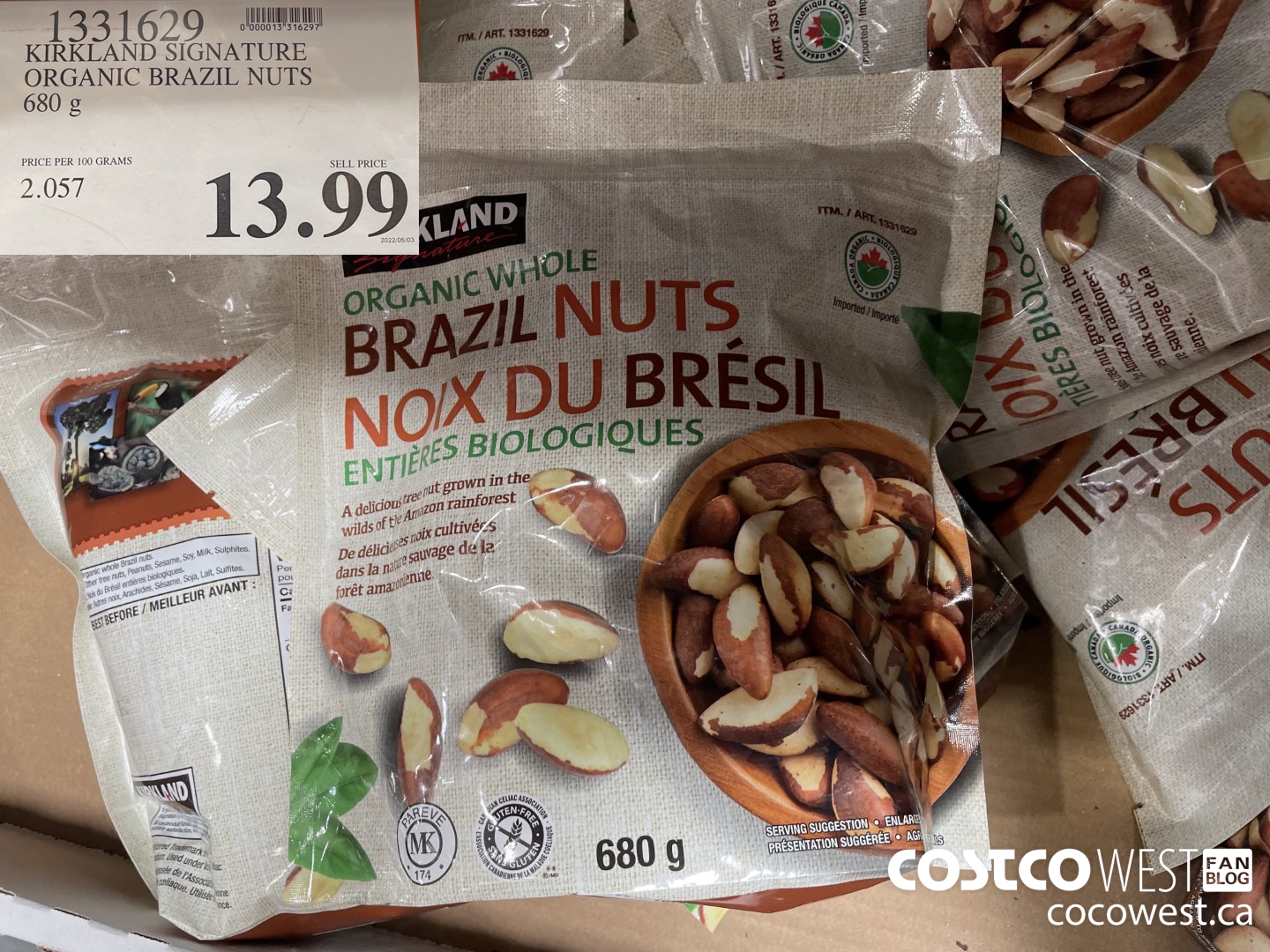 1331629 KIRKLAND SIGNATURE ORGANIC BRAZIL NUTS 680 g $13.99