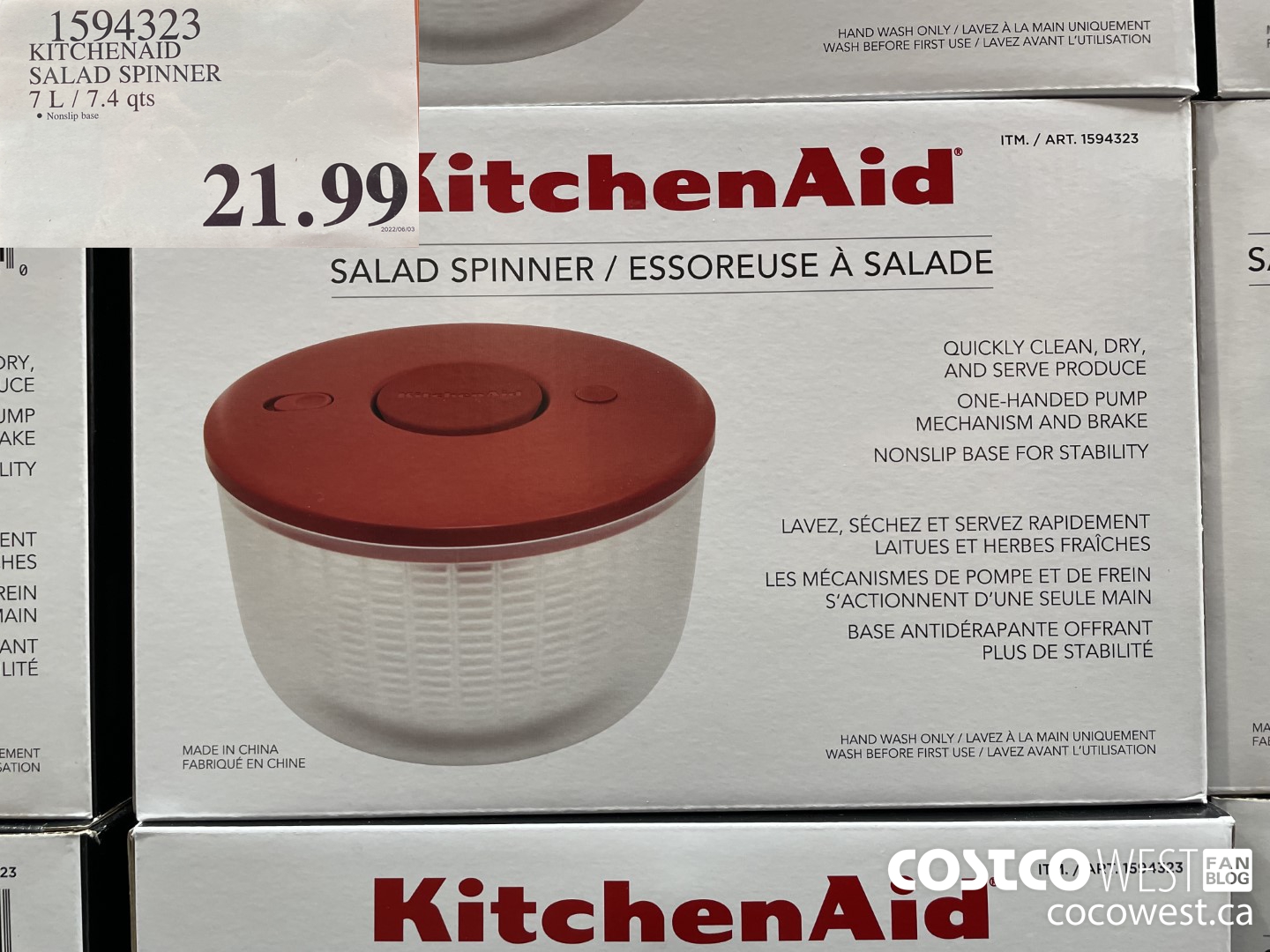 1594323 KITCHENAID SALAD SPINNER 7L 7 4 qts 22 99 - Costco East Fan Blog