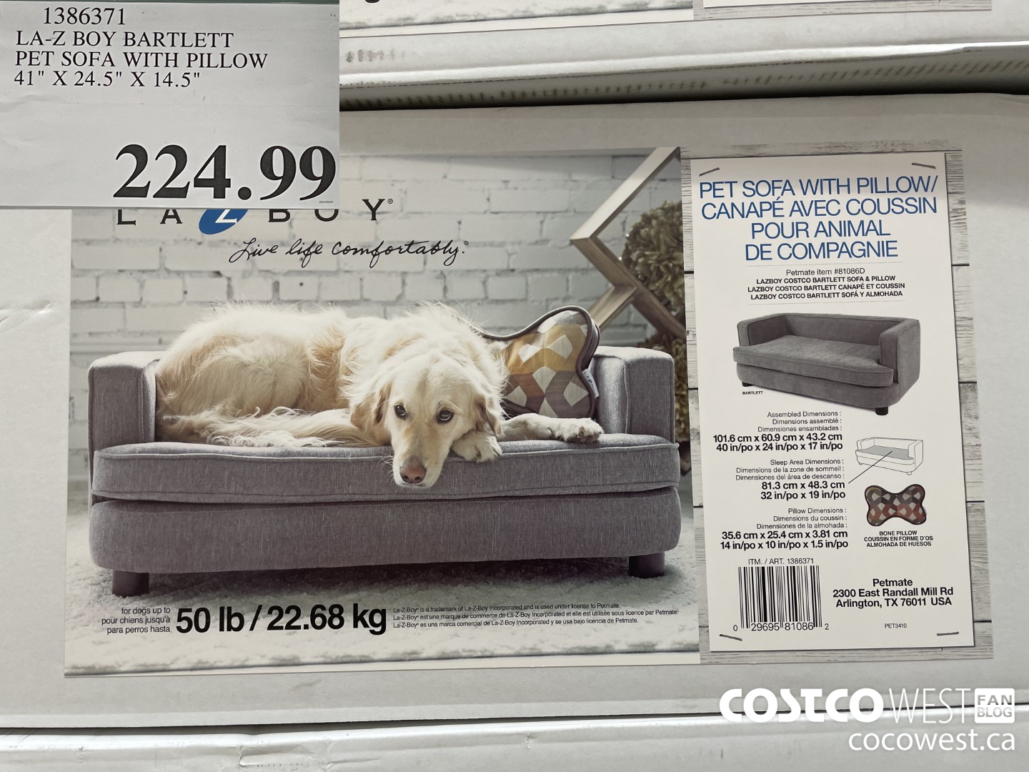 1386371 LA-Z BOY BARTLETT PET SOFA WITH PILLOW 41