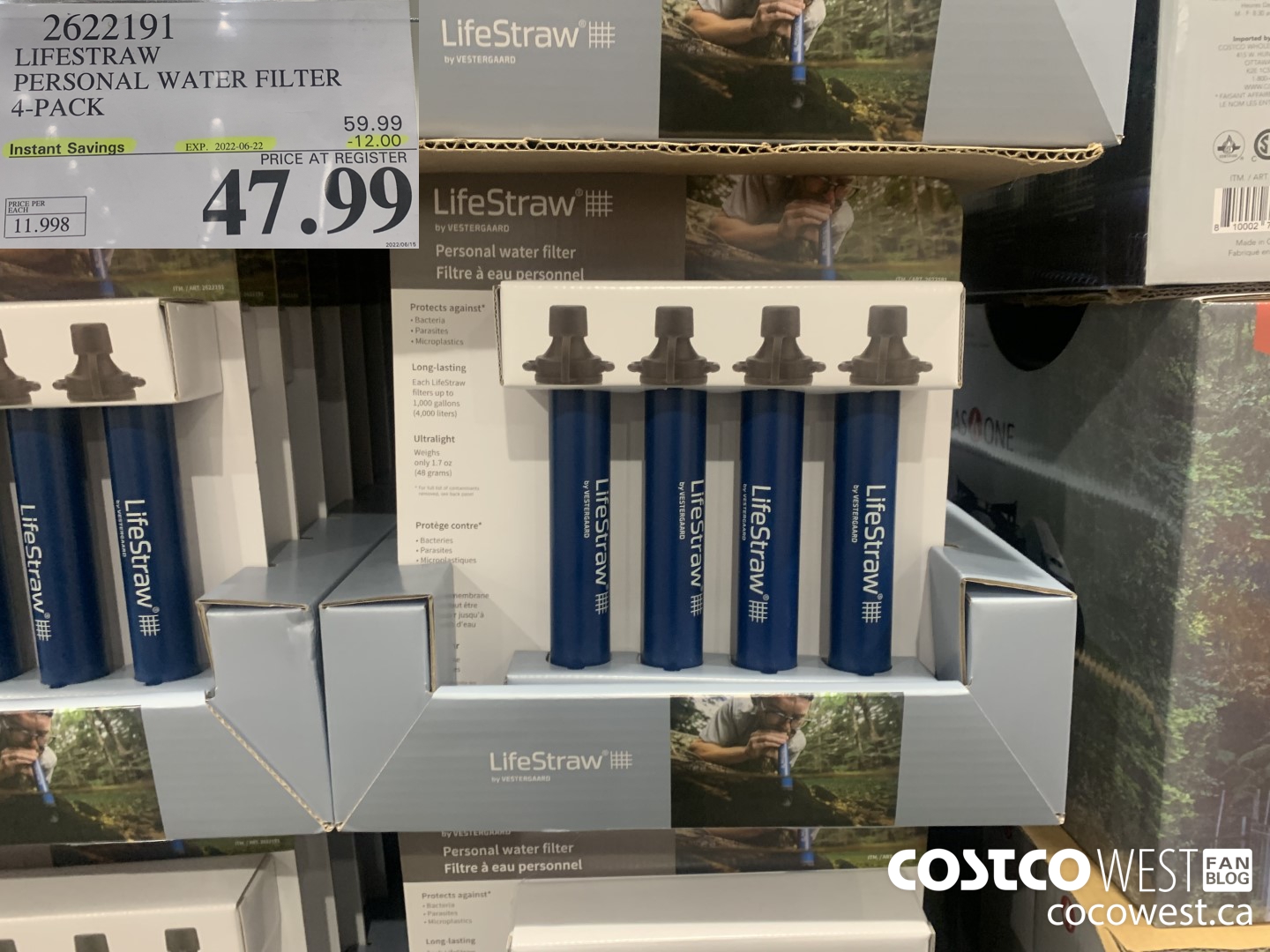 2622191 LIFESTRAW PERSONAL WATER FILTER 4-PACK ($12.00 INSTANT SAVINGS EXPIRES ON 2022-06-22) $47.99