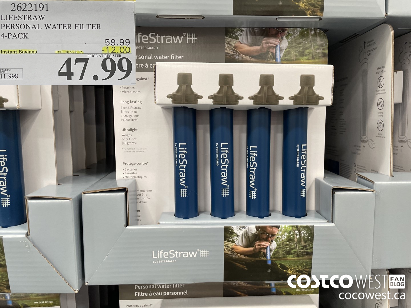 2622191 LIFESTRAW PERSONAL WATER FILTER 4-PACK ($12.00 INSTANT SAVINGS EXPIRES ON 2022-06-22) $47.99