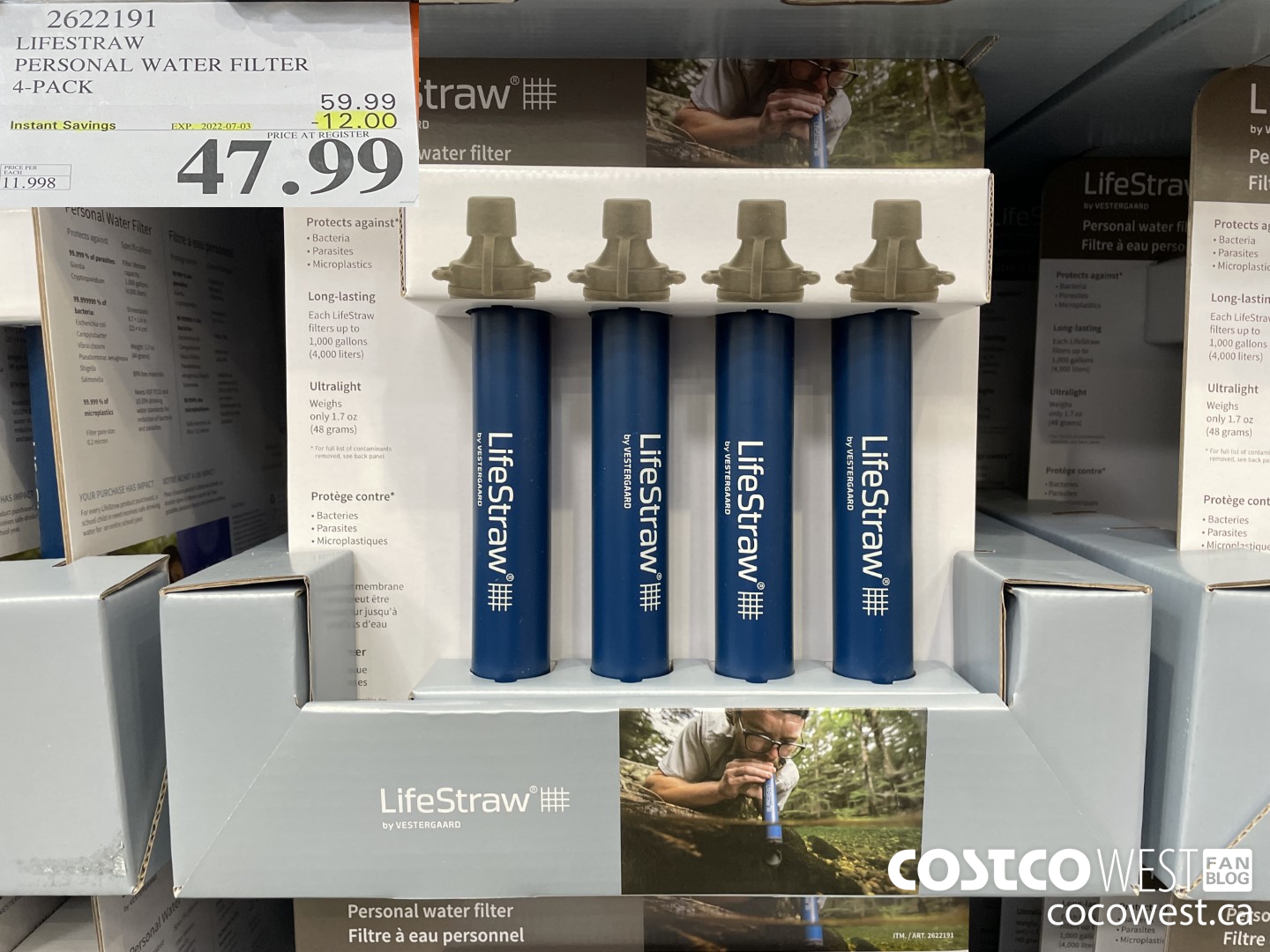 2622191 LIFESTRAW PERSONAL WATER FILTER 4-PACK ($12.00 INSTANT SAVINGS EXPIRES ON 2022-07-03) $47.99