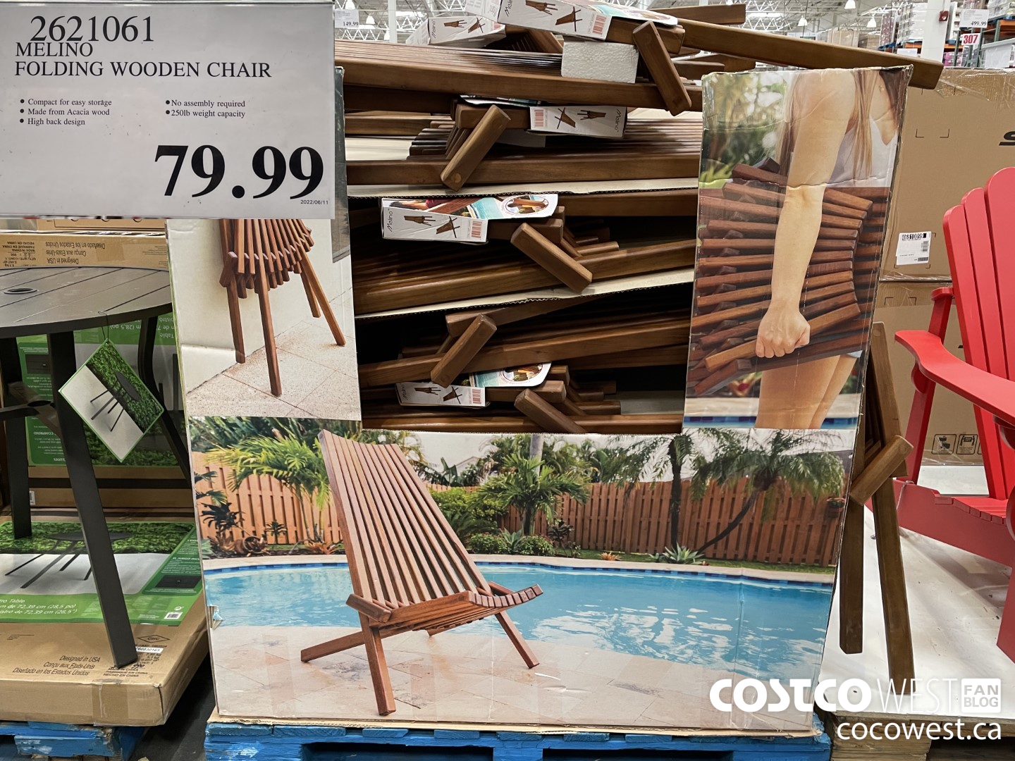 Costco 2022 Summer Superpost The Entire Seasonal Section BBQ Garden   MELINO FOLDING WOODEN CHAIR 20220621 91956 