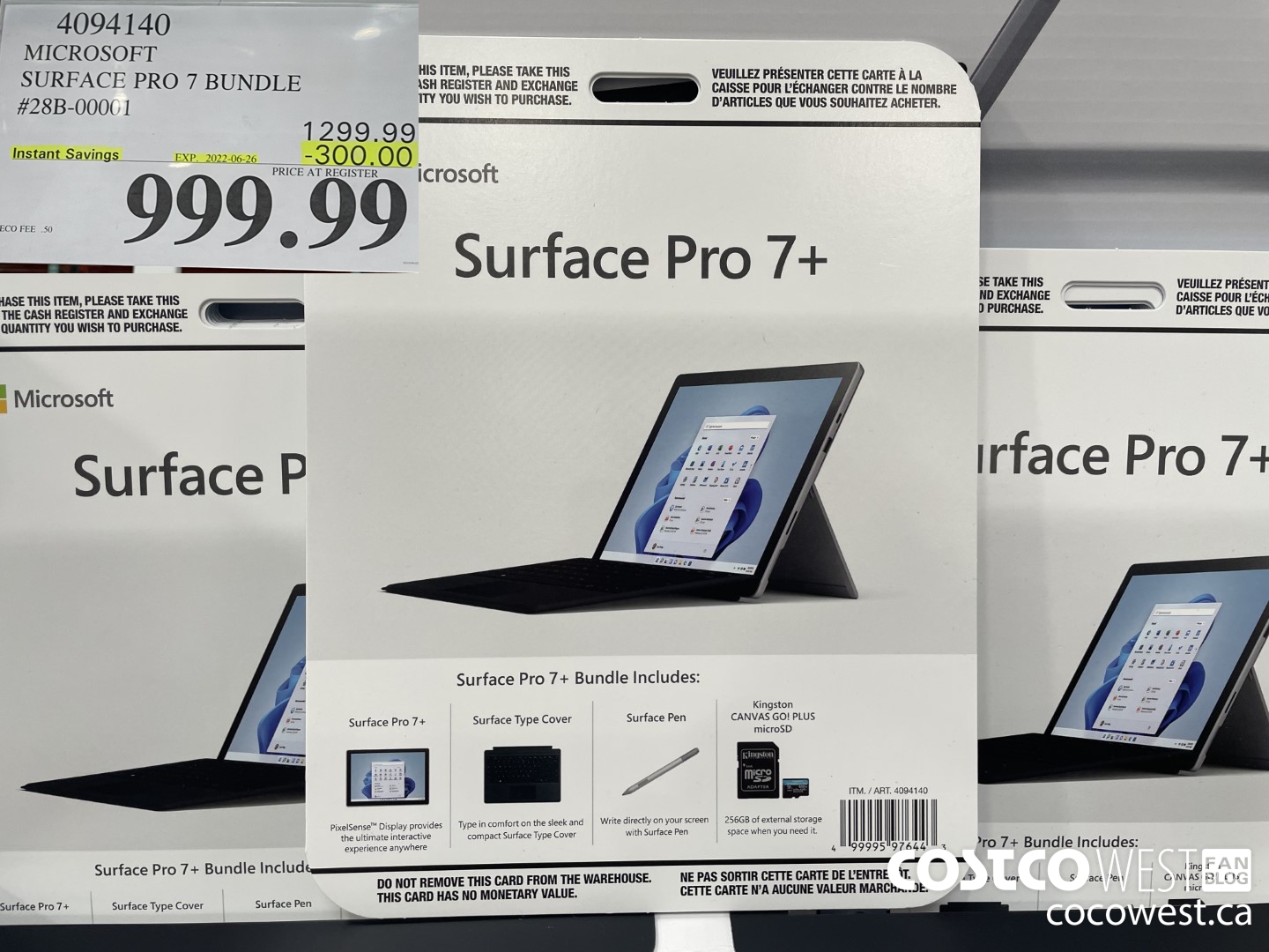 4094140 MICROSOFT SURFACE PRO 7 BUNDLE #28B-00001 ($300.00 INSTANT SAVINGS EXPIRES ON 2022-06-26) $999.99