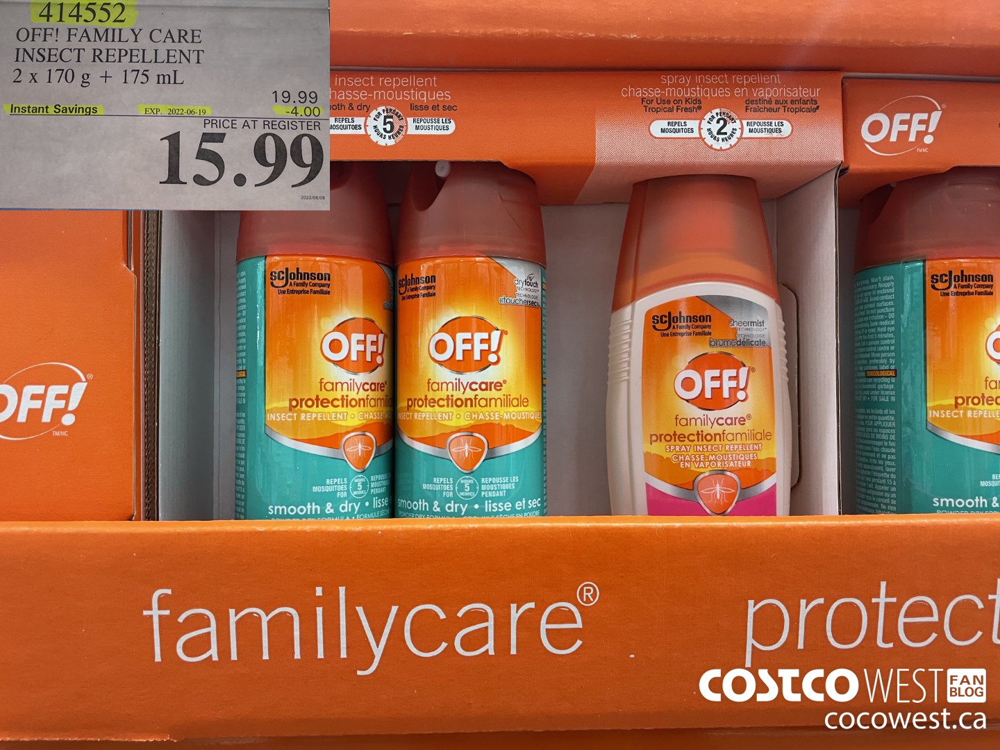 414552 OFF! FAMILY CARE INSECT REPELLENT 2 x 170 g + 175 mL ($4.00 INSTANT SAVINGS EXPIRES ON 2022-06-19) $15.99