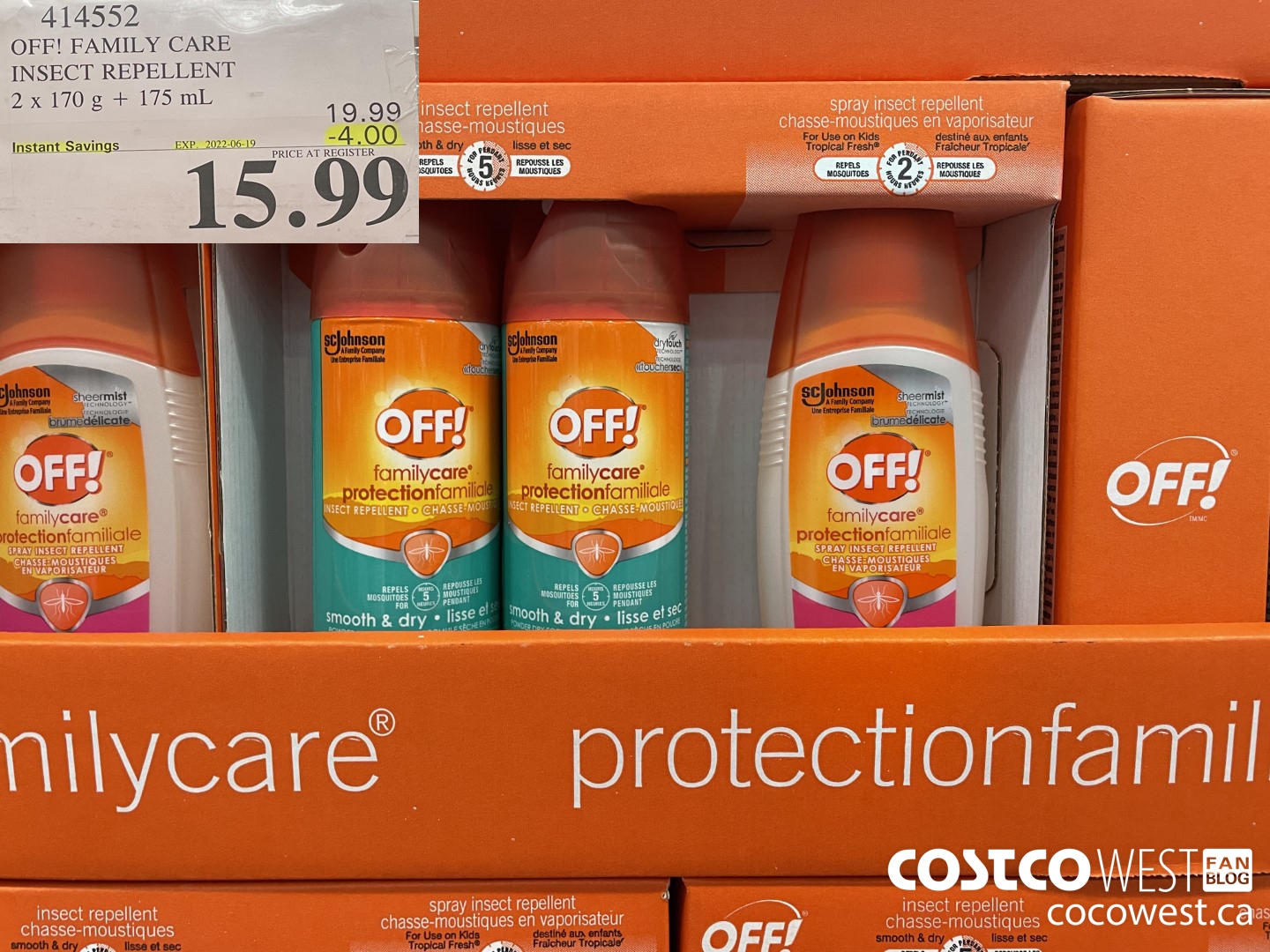 414552 OFF! FAMILY CARE INSECT REPELLENT 2 x 170 g + 175 mL ($4.00 INSTANT SAVINGS EXPIRES ON 2022-06-19) $15.99