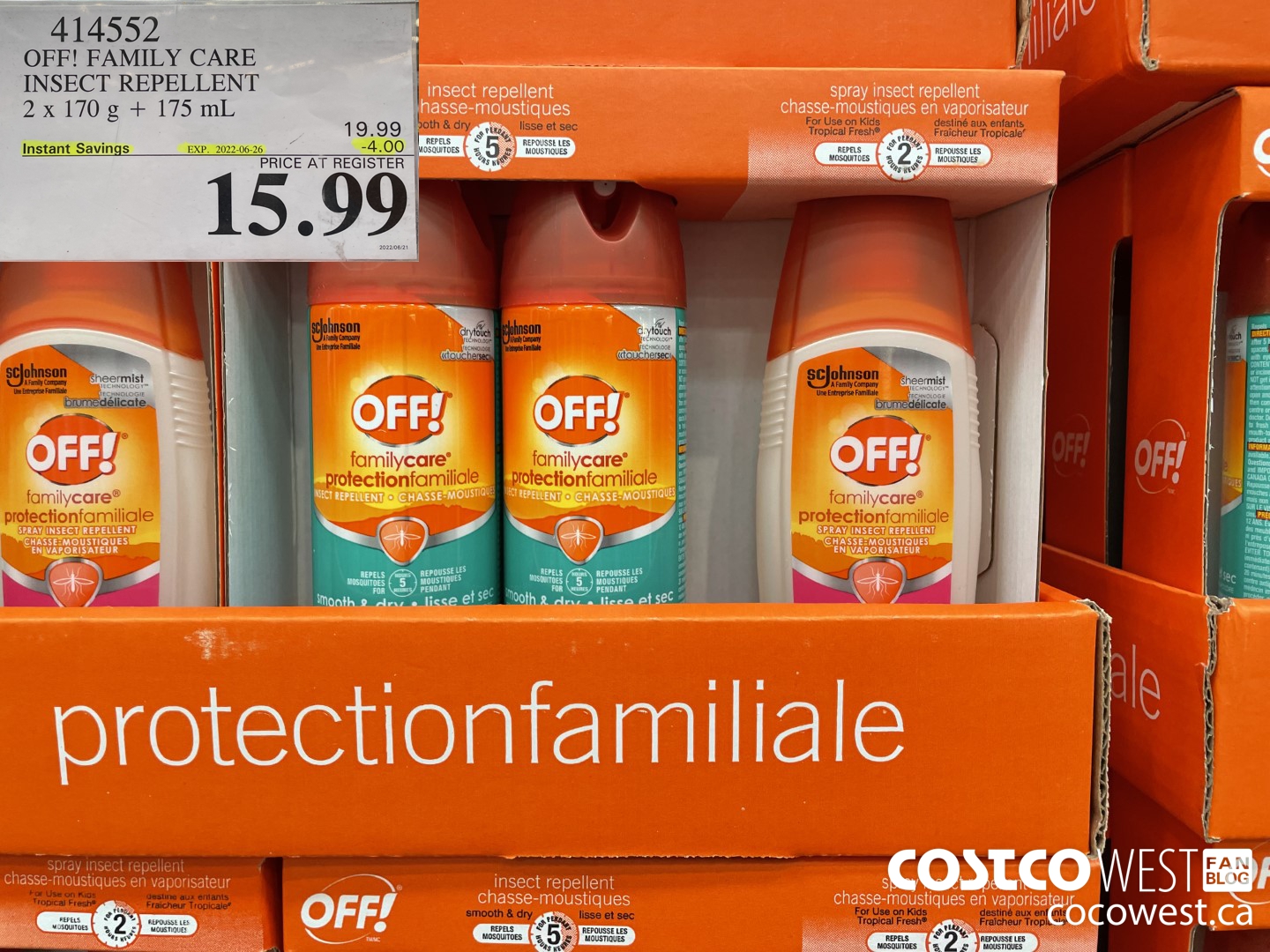 414552 OFF! FAMILY CARE INSECT REPELLENT 2 x 170 g + 175 mL ($4.00 INSTANT SAVINGS EXPIRES ON 2022-06-26) $15.99
