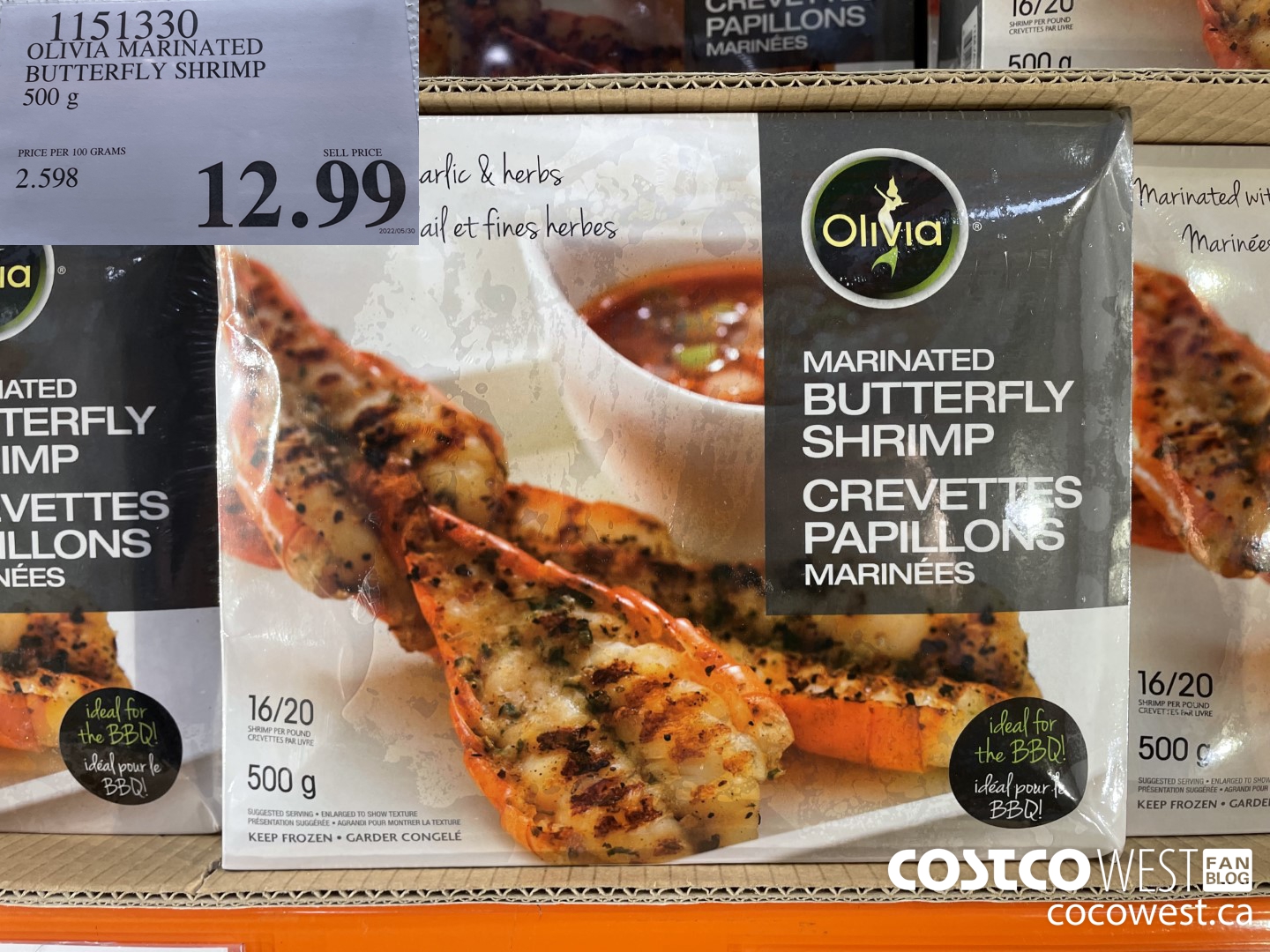 1151330 OLIVIA MARINATED BUTTERFLY SHRIMP 500 G $12.99