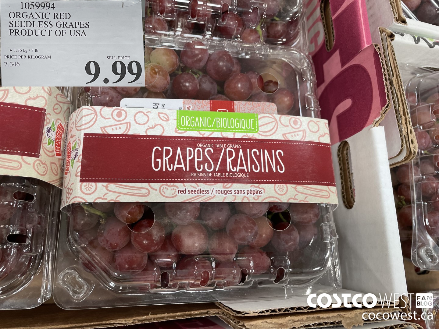1059994 ORGANIC RED SEEDLESS GRAPES PRODUCT OF USA $9.99