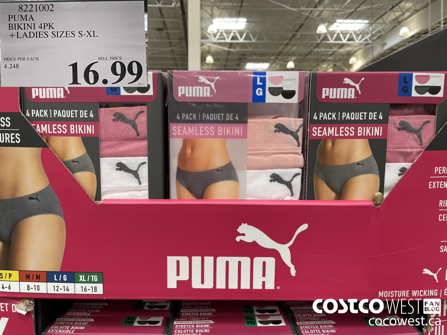 8221002 PUMA BIKINI 4PK LADIES SIZES S-XL $16.99