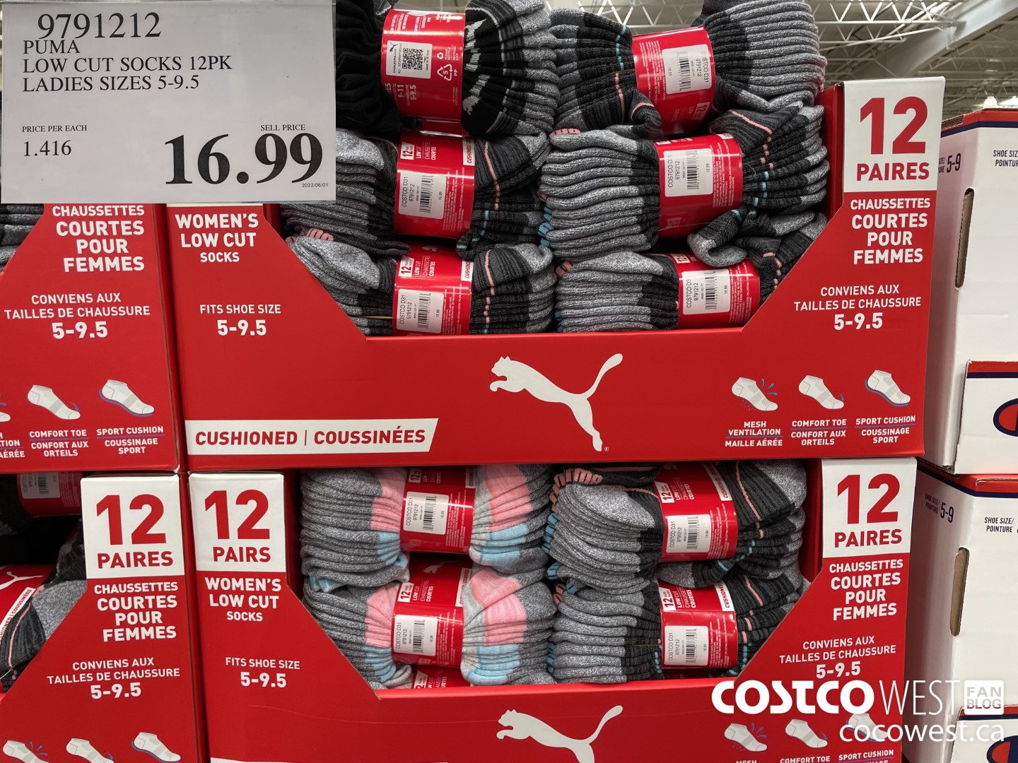 9791212 PUMA LOW CUT SOCKS 12PK LADIES SIZES 5-9.5 $16.99