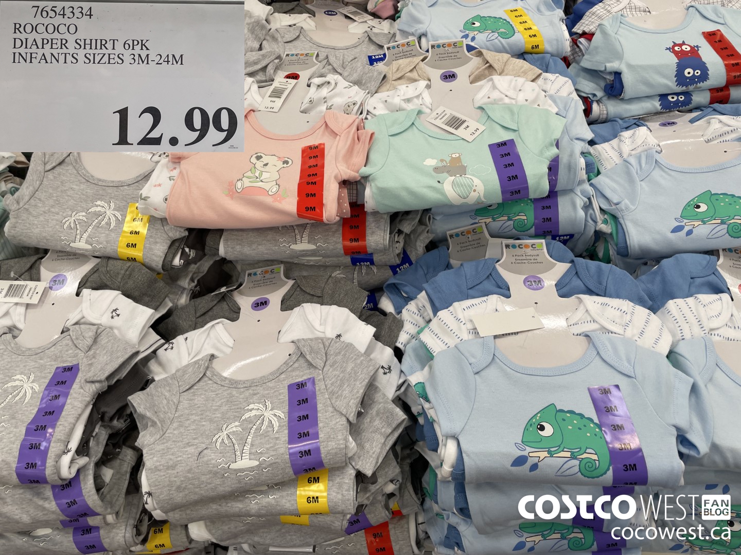 7654334 ROCOCO DIAPER SHIRT 6PK INFANTS SIZES 3M-24M $12.99