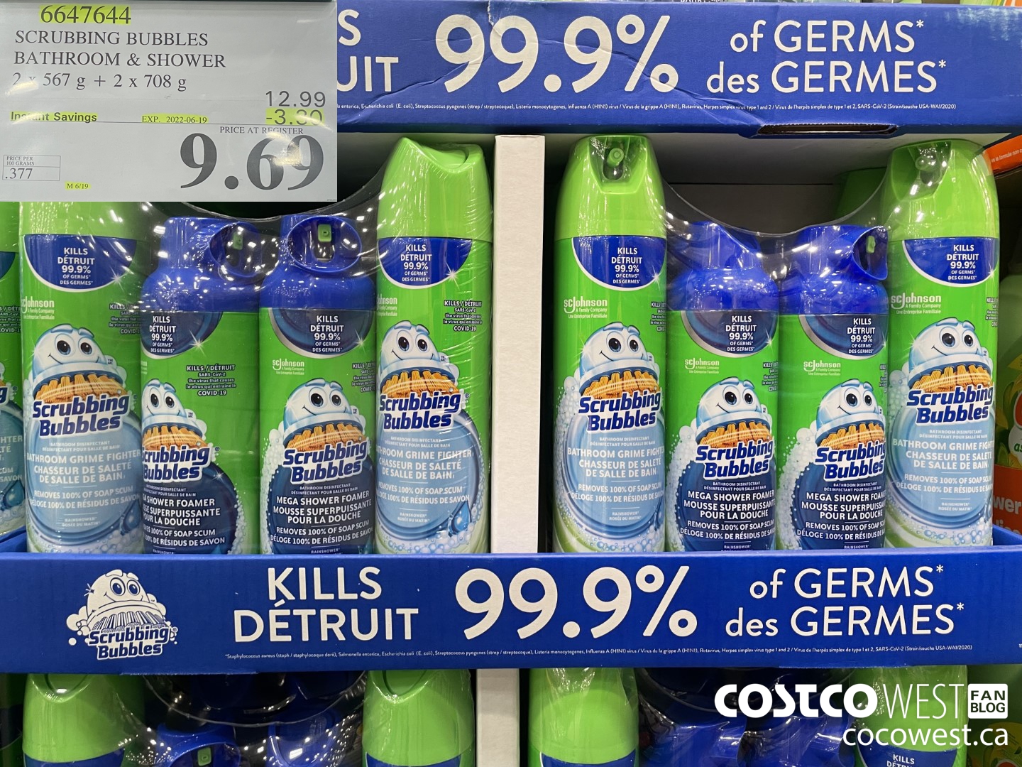 6647644 SCRUBBING BUBBLES BATHROOM & SHOWER 2 X 567 G + 2 X 708 G ($3.30 INSTANT SAVINGS EXPIRES ON 2022-06-19) $9.69