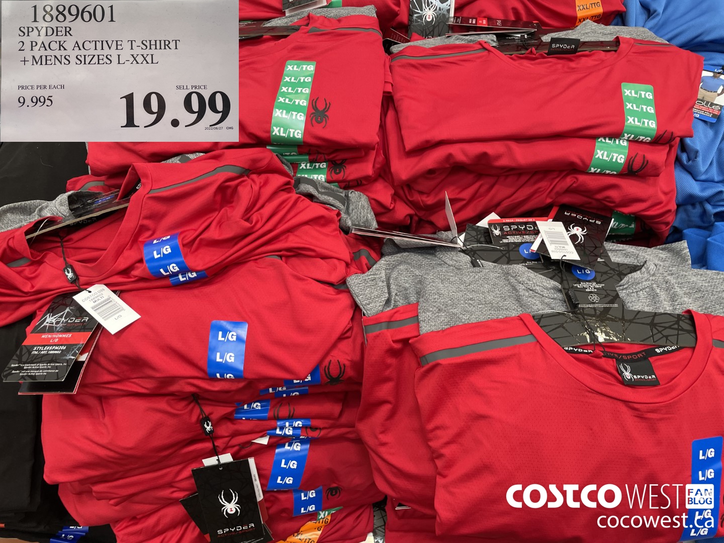 1889601 SPYDER 2 PACK ACTIVE T-SHIRT MENS SIZES L-XXL  $19.99